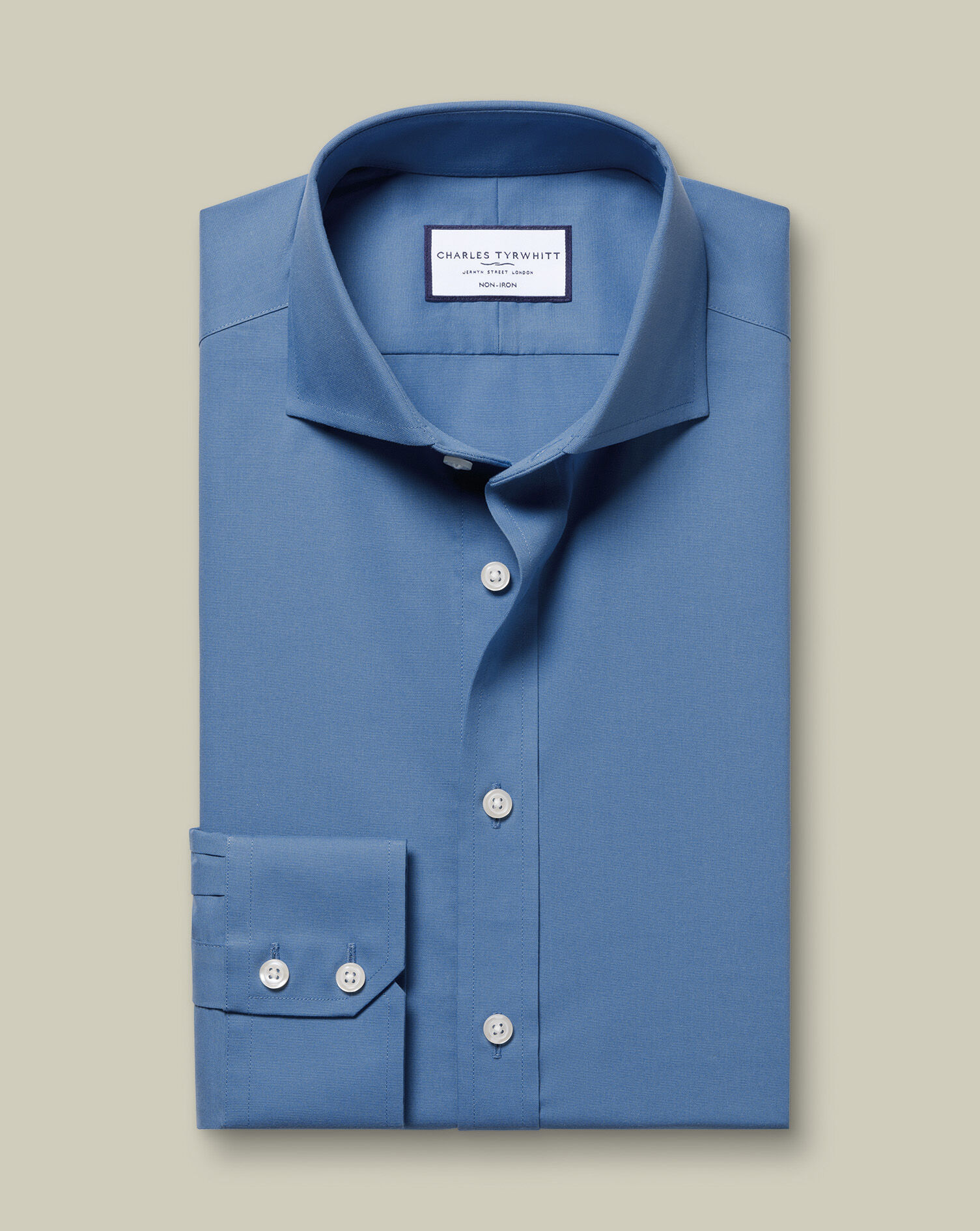 Non-Iron Stretch Poplin Shirt - Ocean Blue