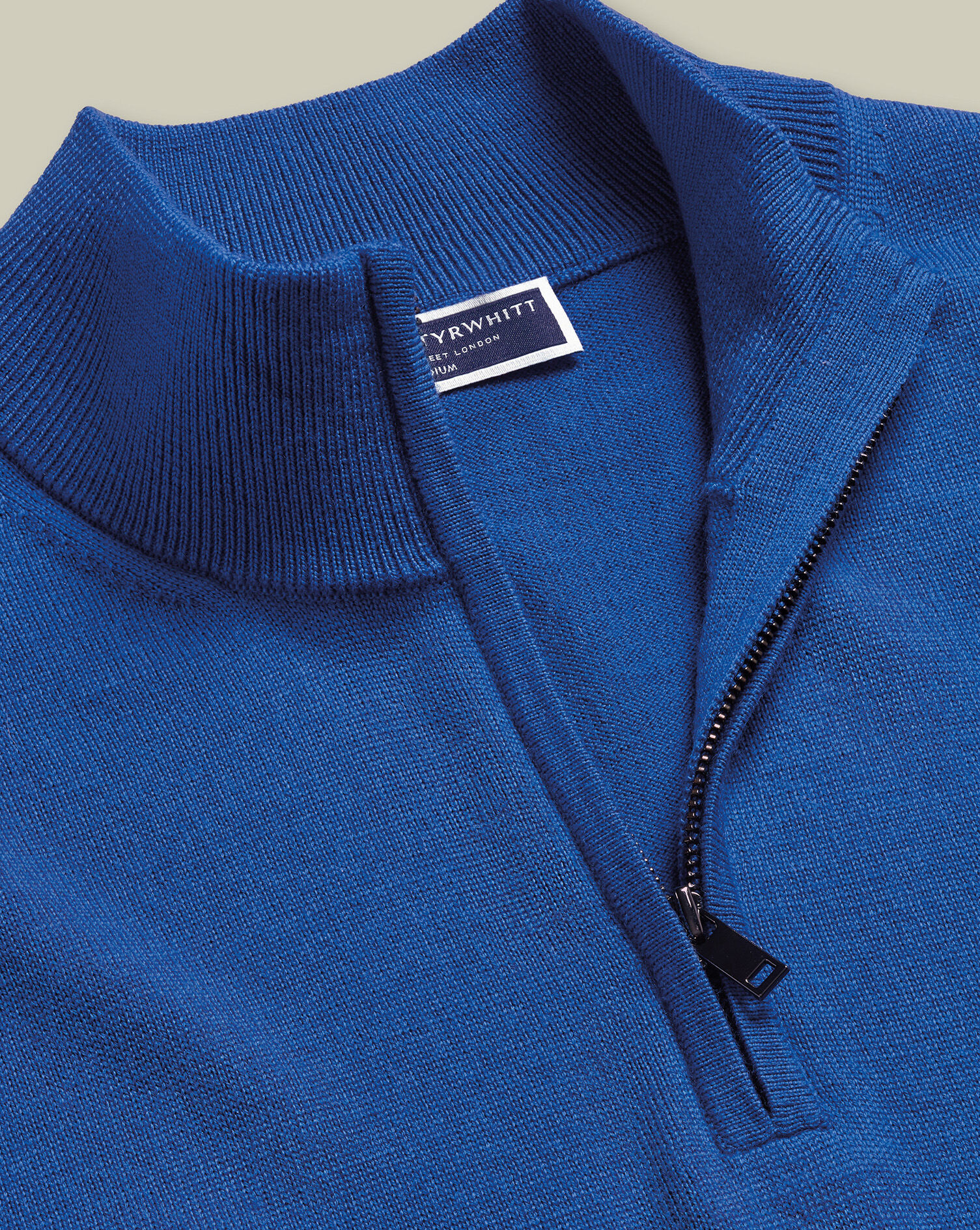 Pure Merino Quarter Zip Sweater - Cobalt Blue