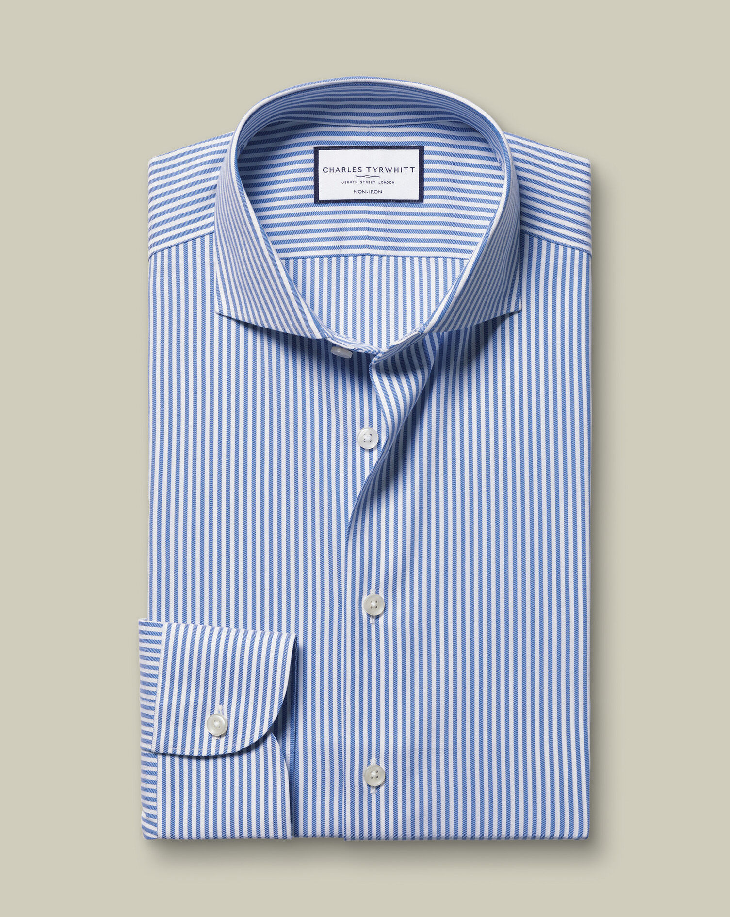 Non-Iron Performance Twill Stripe Shirt - Royal Blue