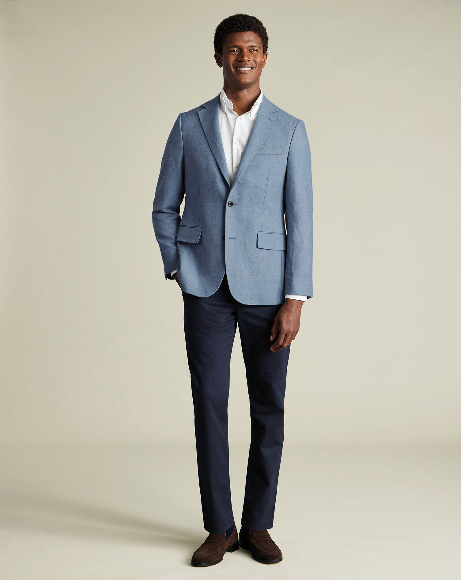Wool Texture Twill Jacket - Airforce Blue