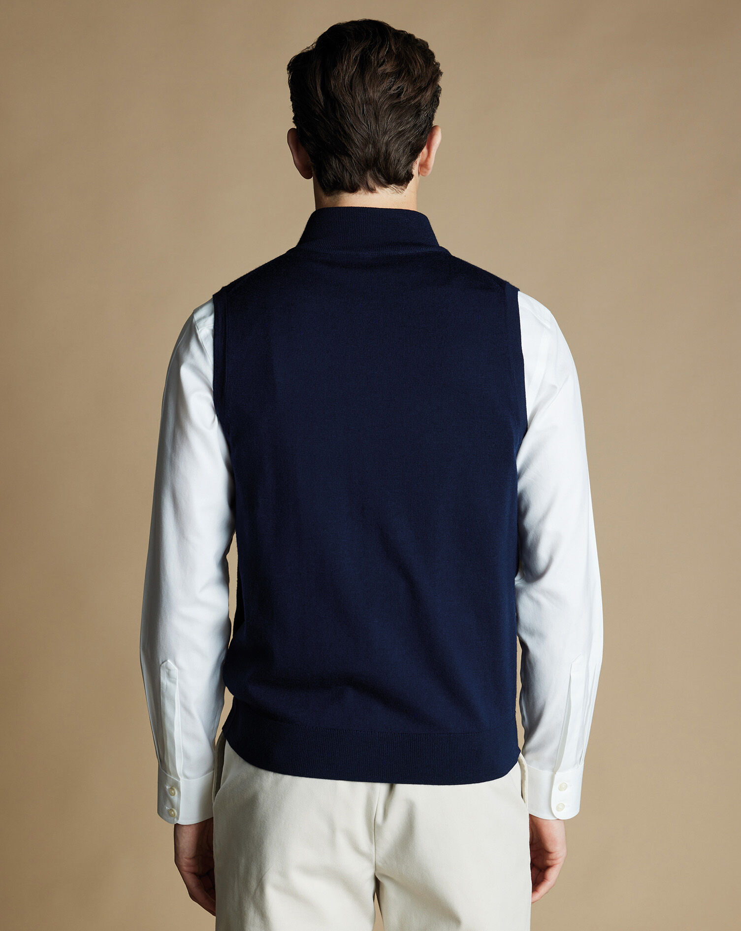 Merino Zip Through Vest - Navy