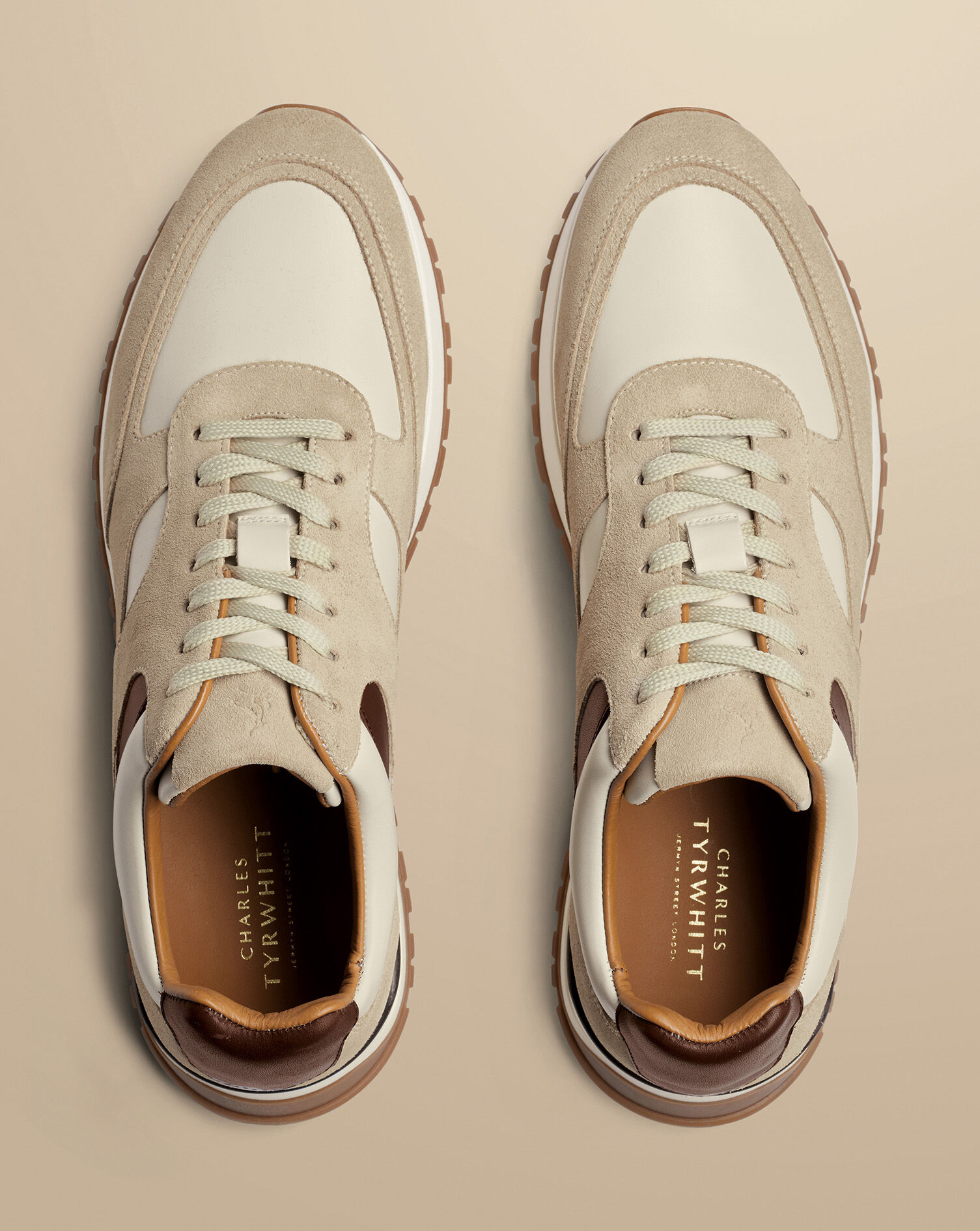 Leather and Suede Sneakers - Cream