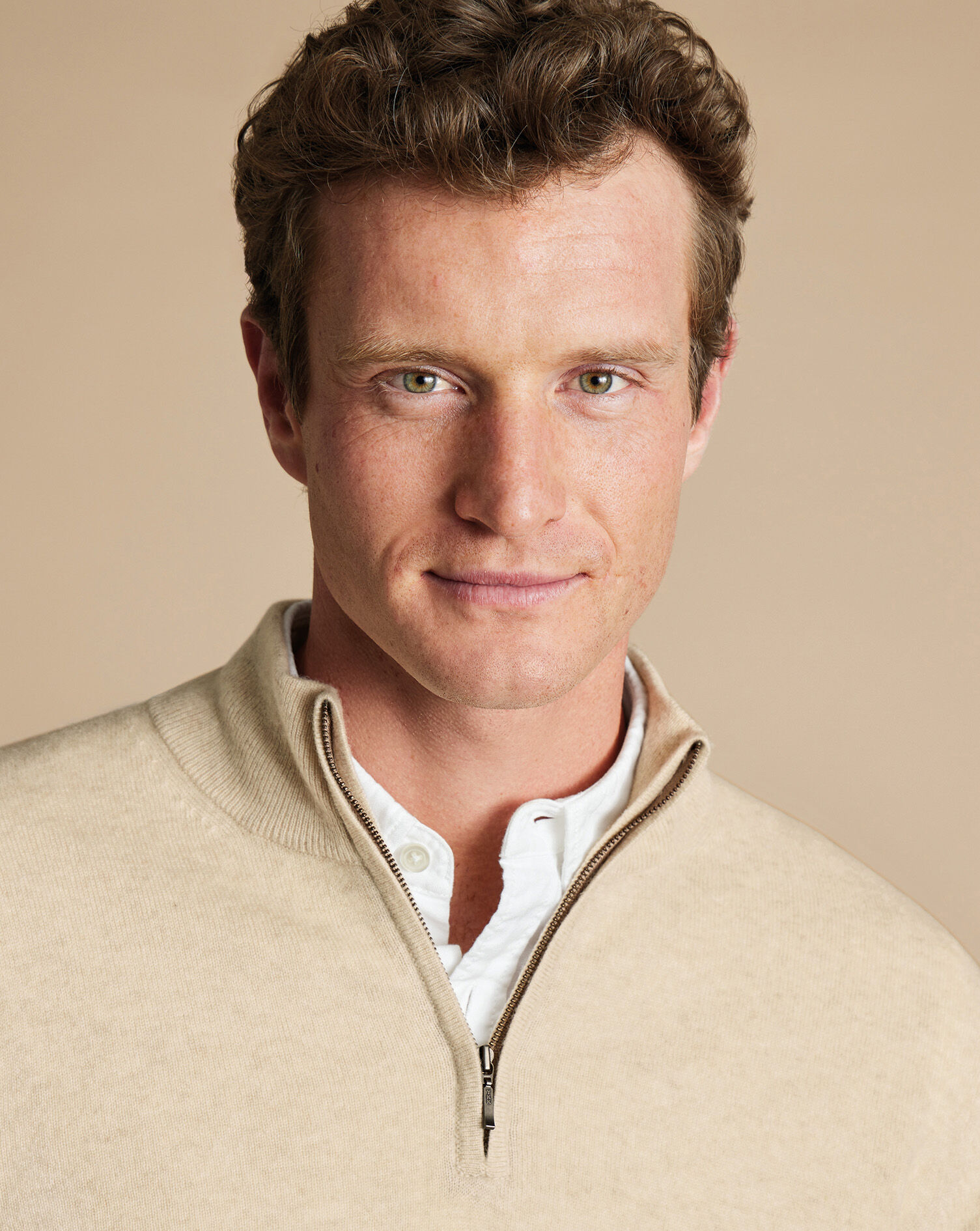 Cashmere Quarter Zip Sweater - Cream