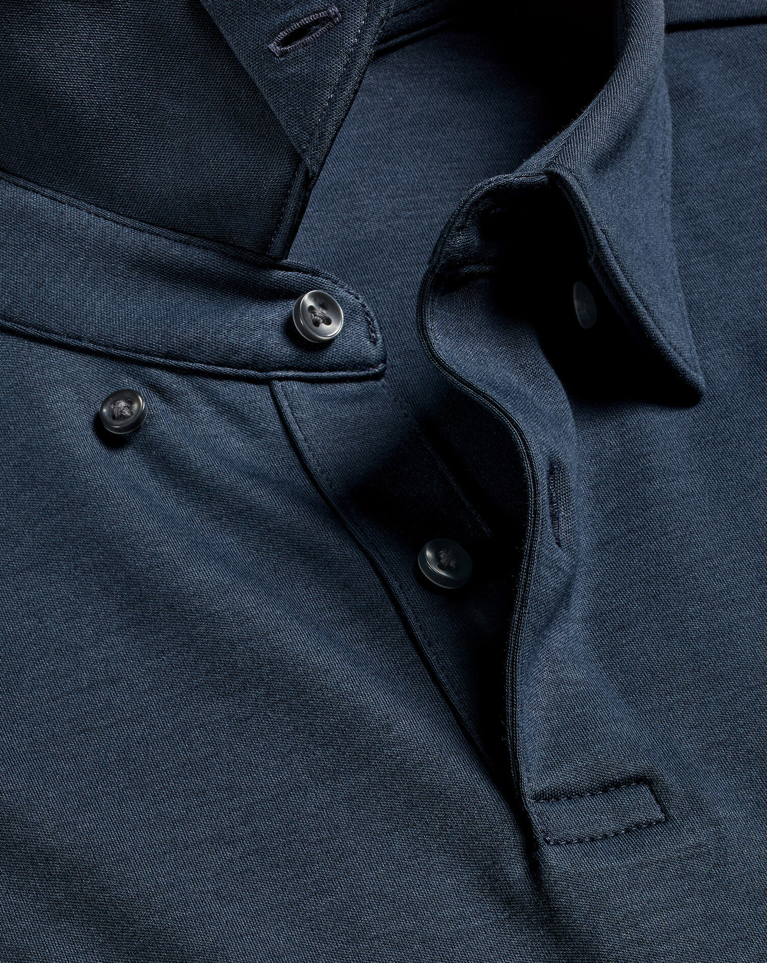 Long Sleeve Smart Jersey Polo - Petrol Blue