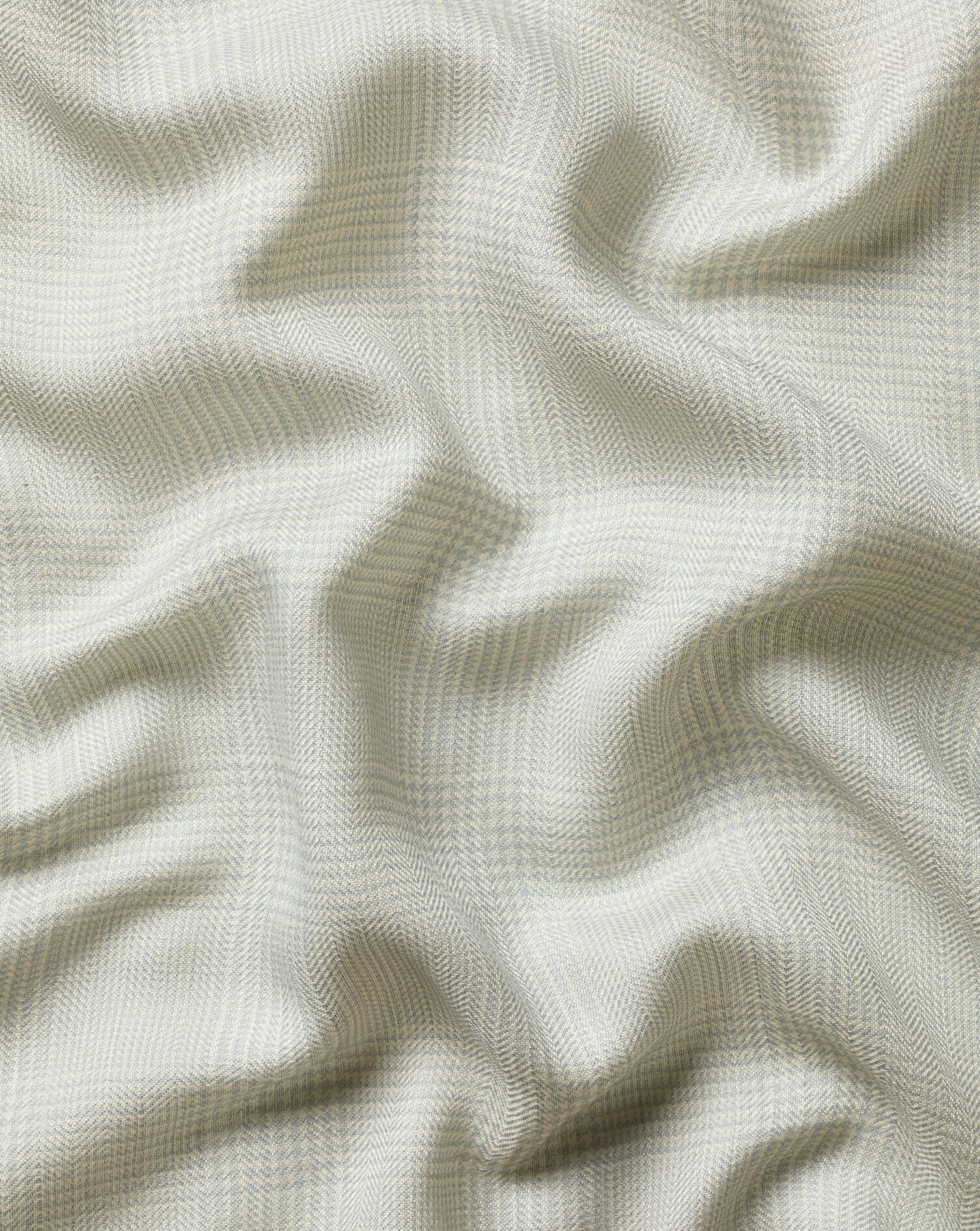 Silk Wool Prince of Wales Check Pocket Square - Silver Gray