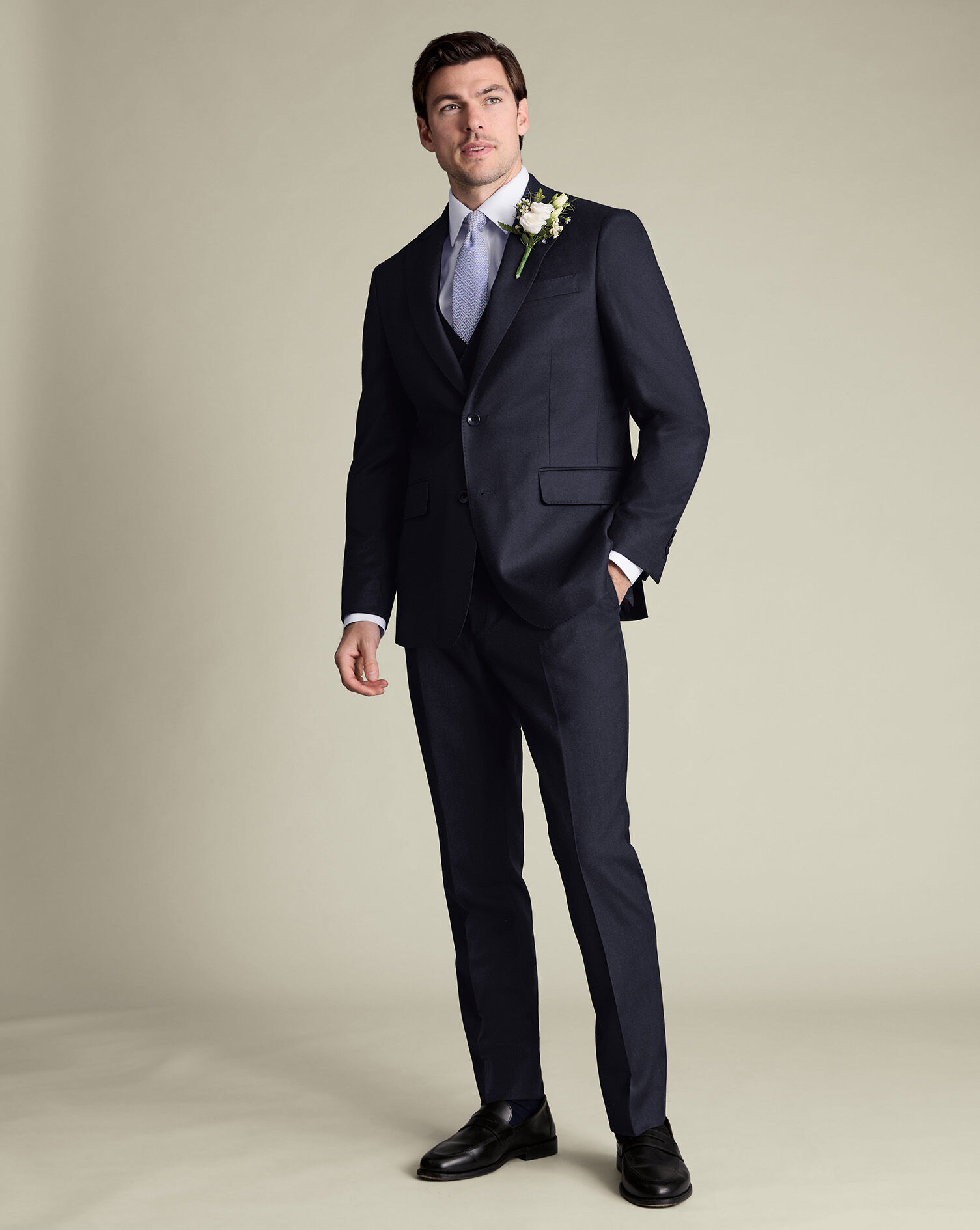 Flannel Italian Suit - Navy