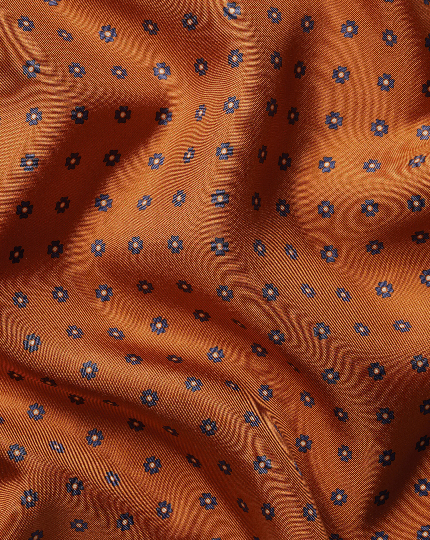 Silk Medallion Print Pocket Square - Orange