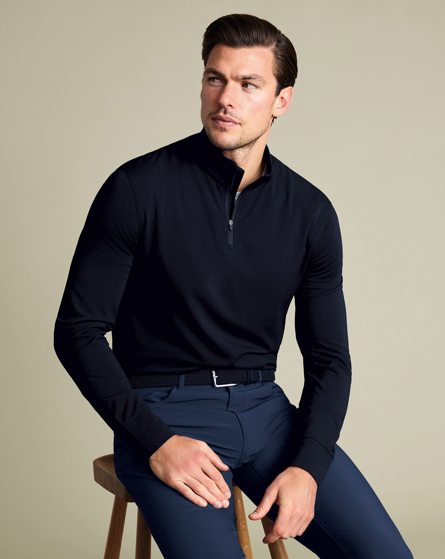 Performance Zip Polo Shirt - Navy