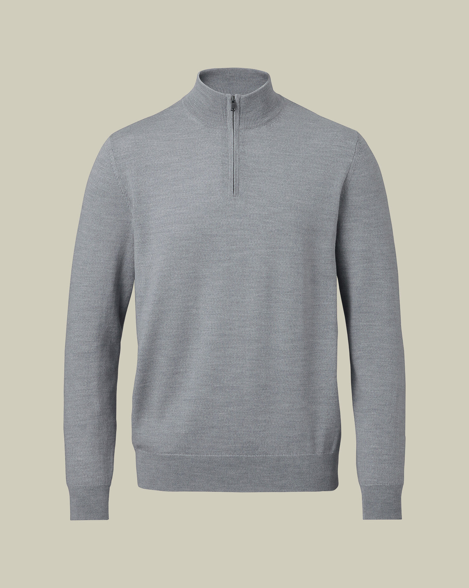 Merino Quarter Zip Sweater - Light Gray