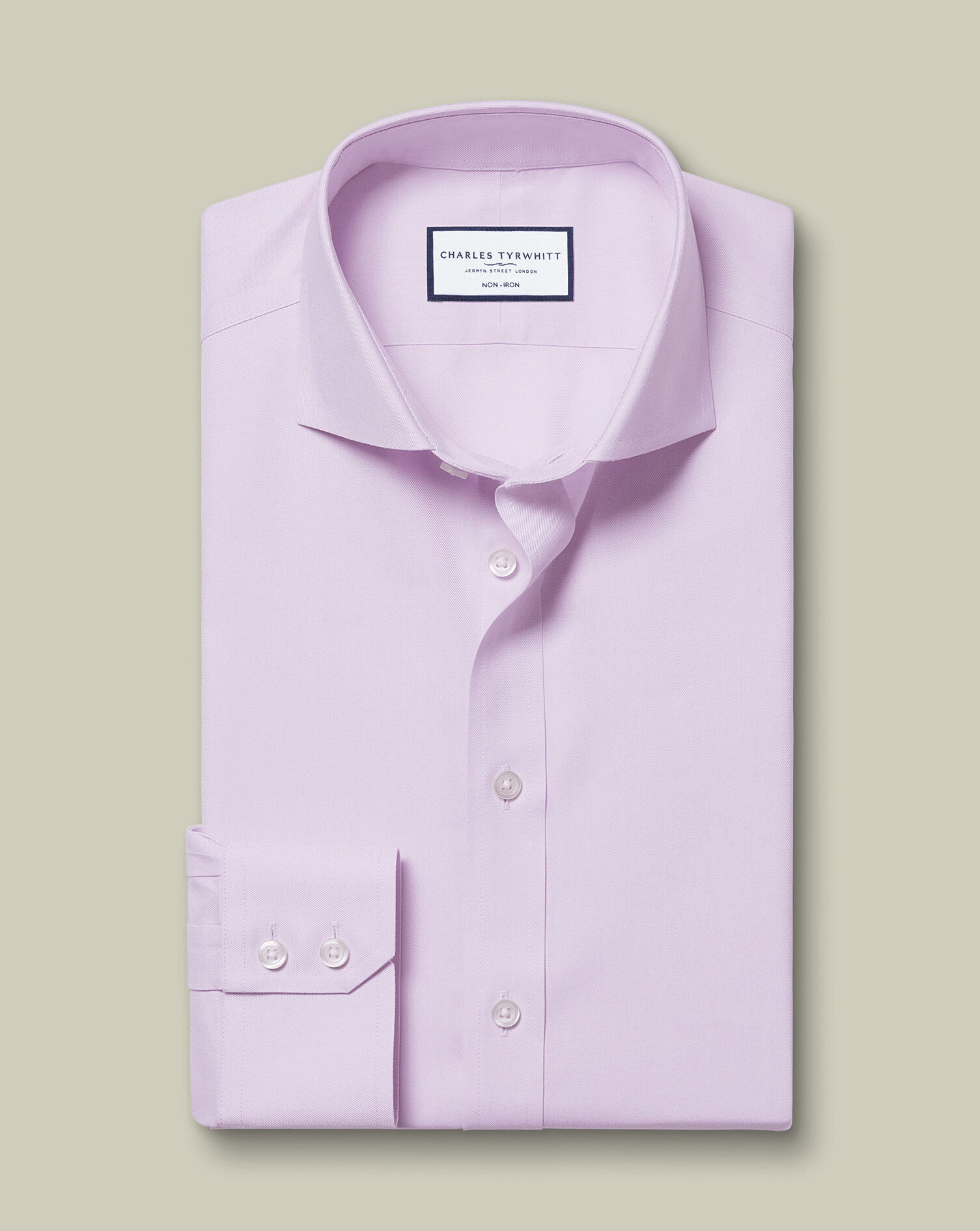 Spread Collar Non-Iron Twill Shirt - Lilac Purple