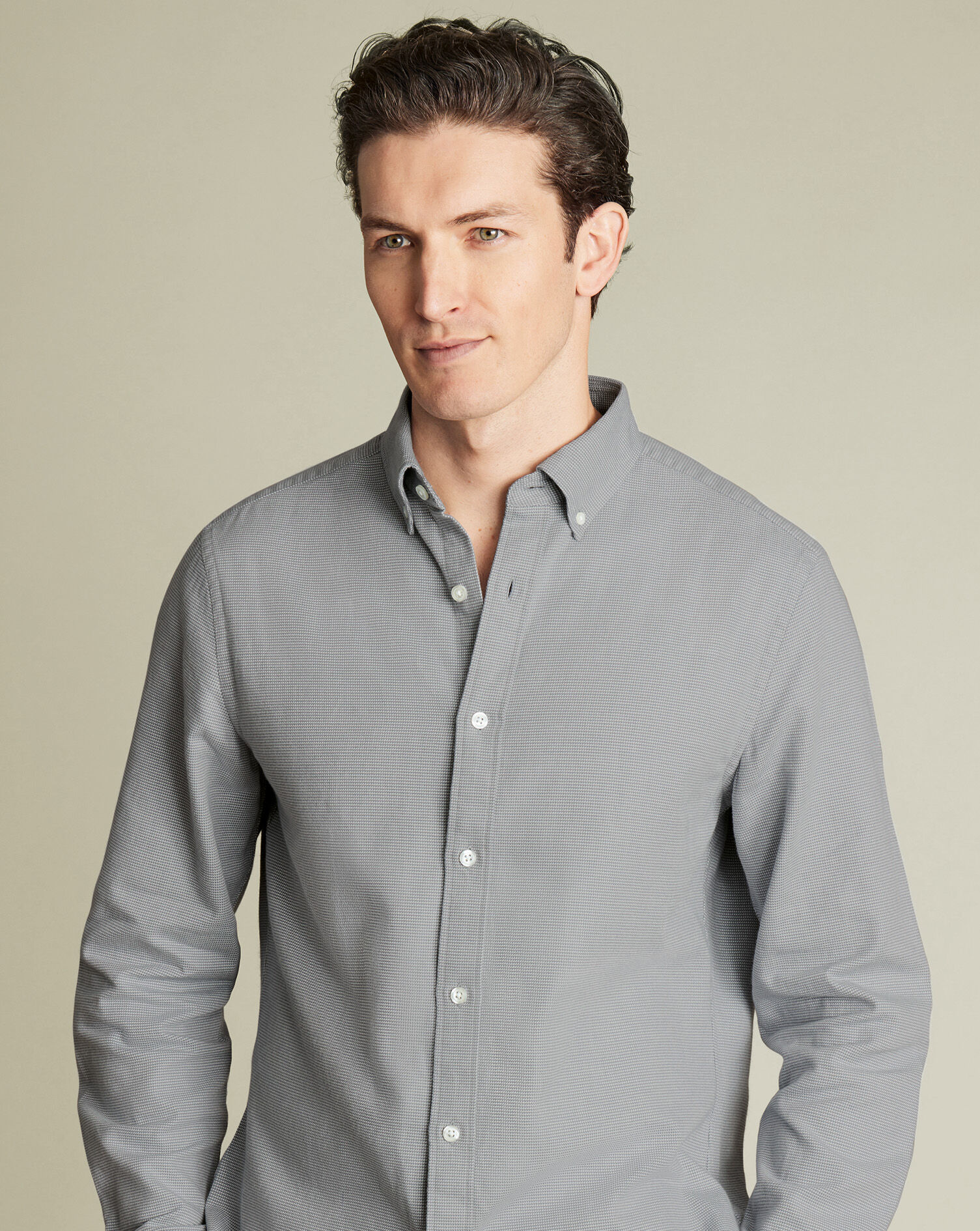 Dobby Flannel Shirt - Light Gray