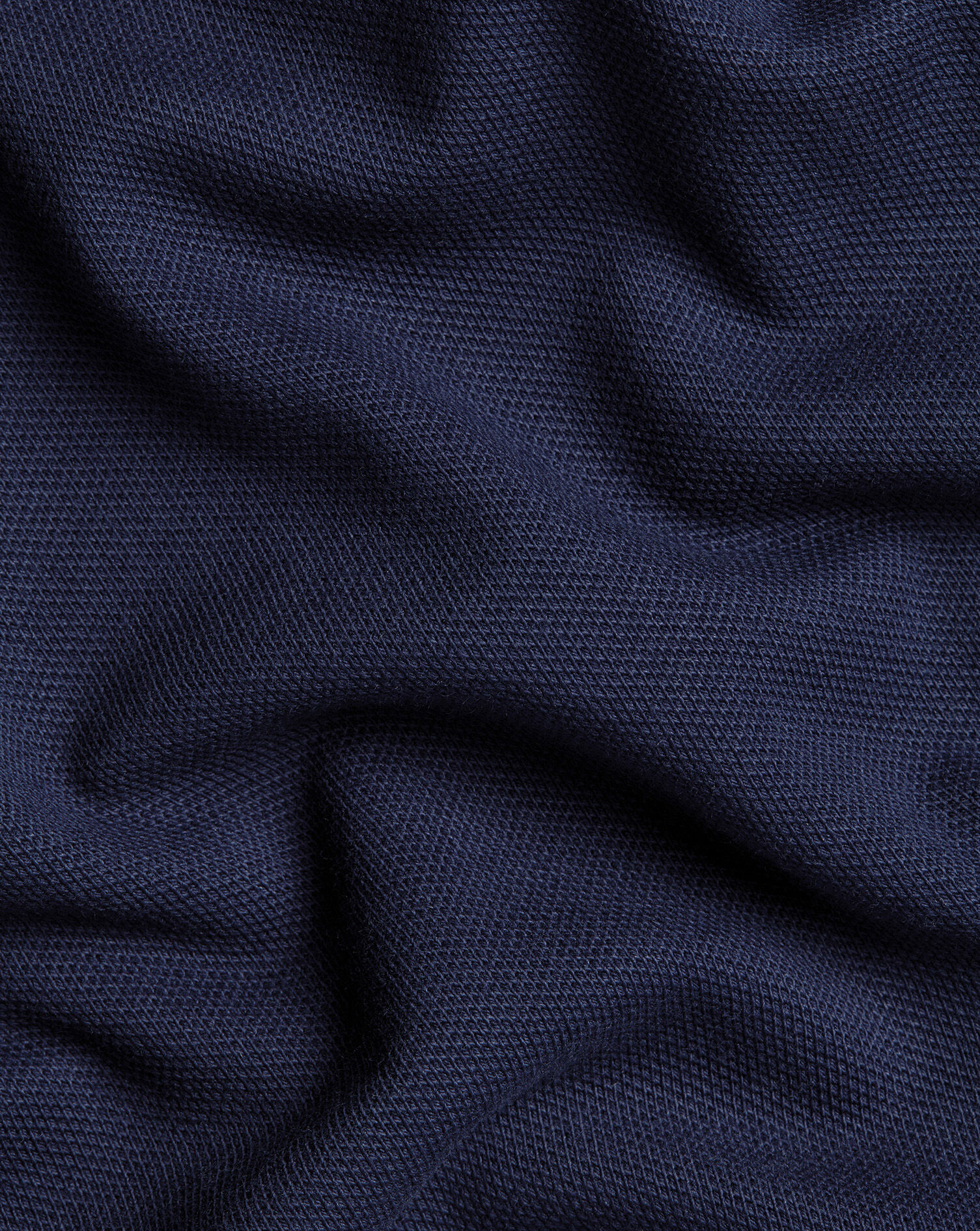 Long Sleeve Pique Polo - Denim Blue