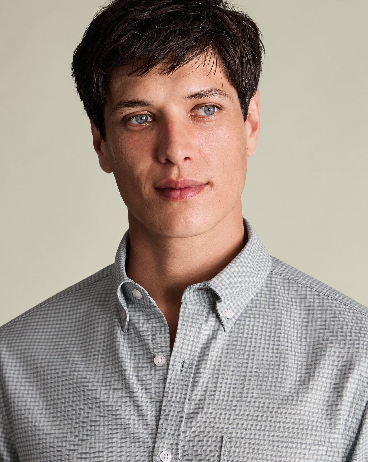 Twill Gingham Shirt - Light Grey