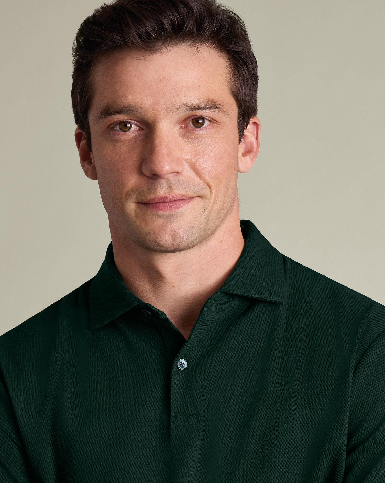 Long Sleeve Smart Pique Polo - Dark Green