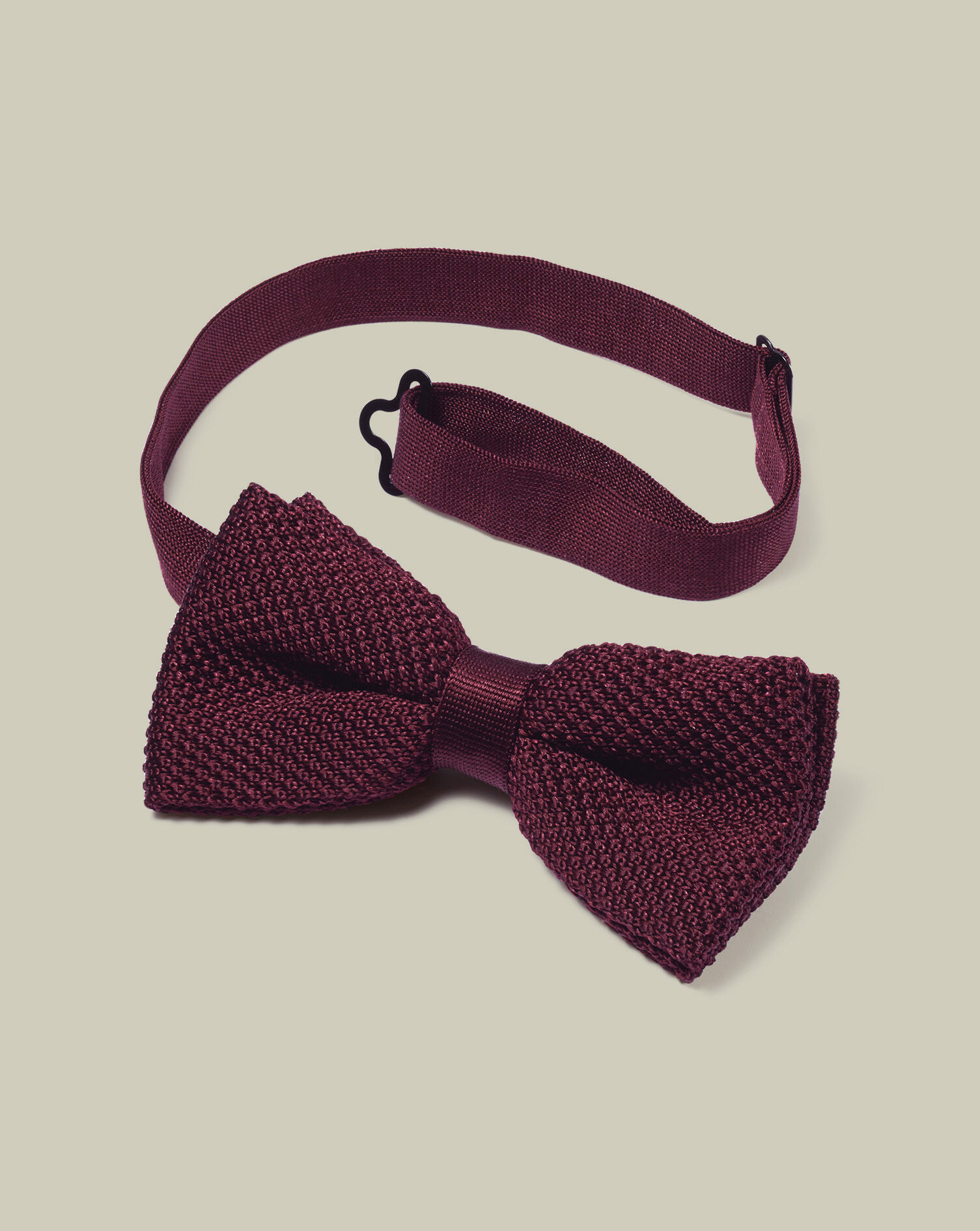 Silk Knitted Bow Tie - Burgundy