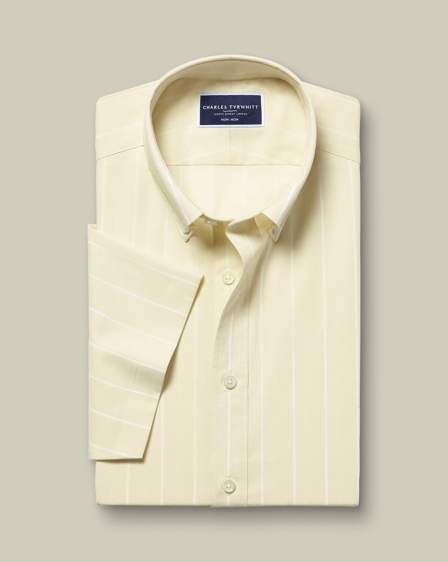 Non-Iron Stretch Poplin Slub Short Sleeve Shirt - Yellow