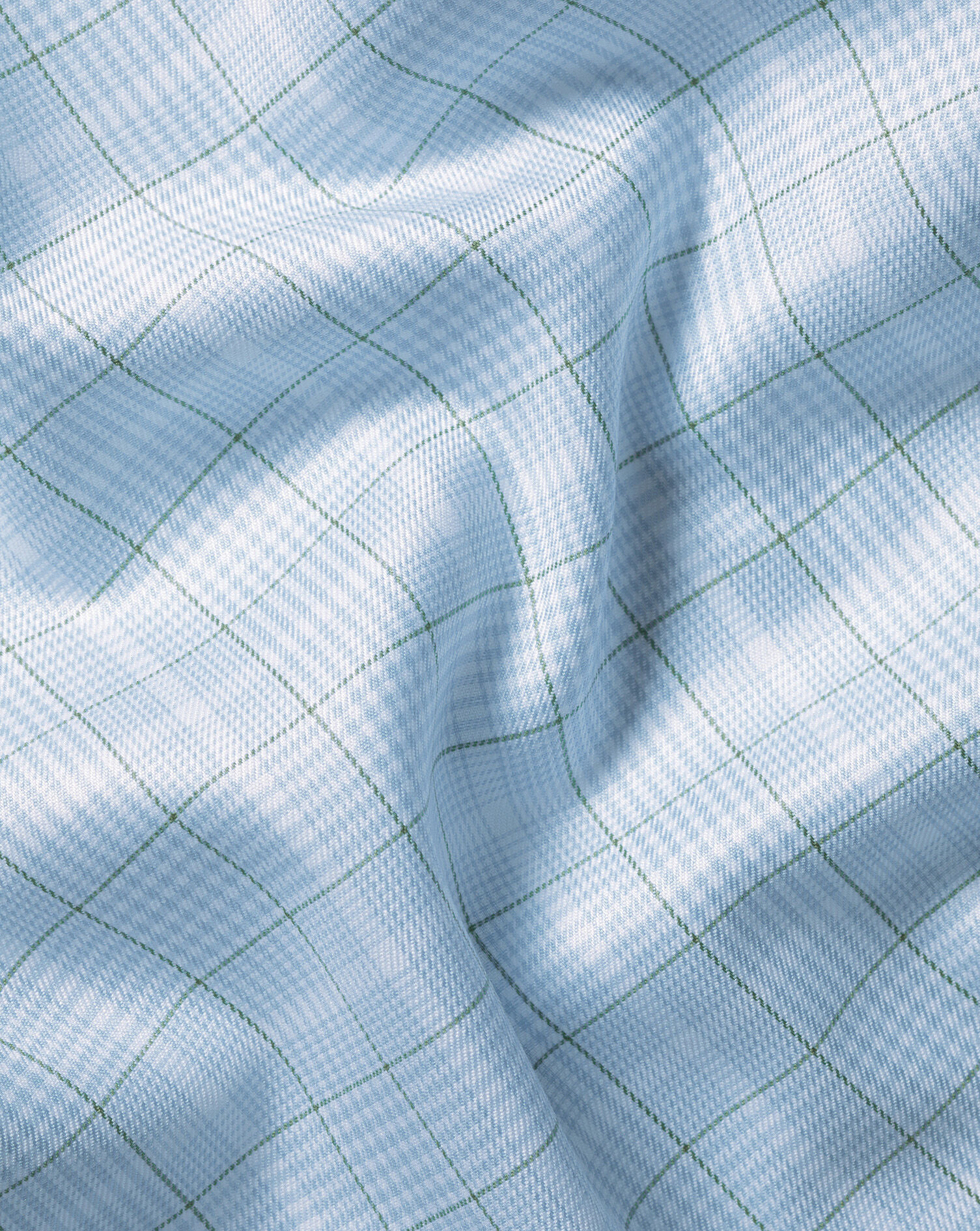 Luxury Prince of Wales Check Shirt - Sky Blue & Green