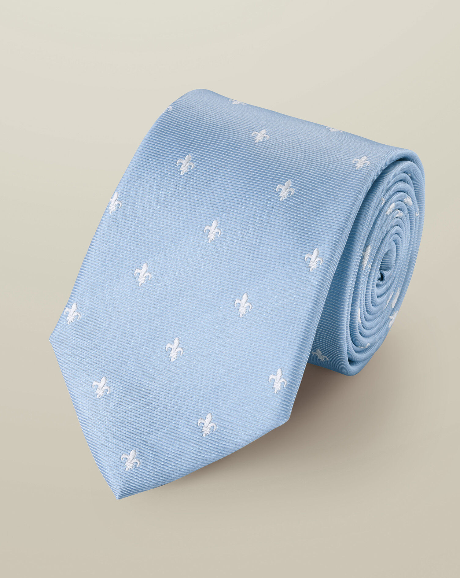 Silk Fleur de Lys Tie - Sky Blue