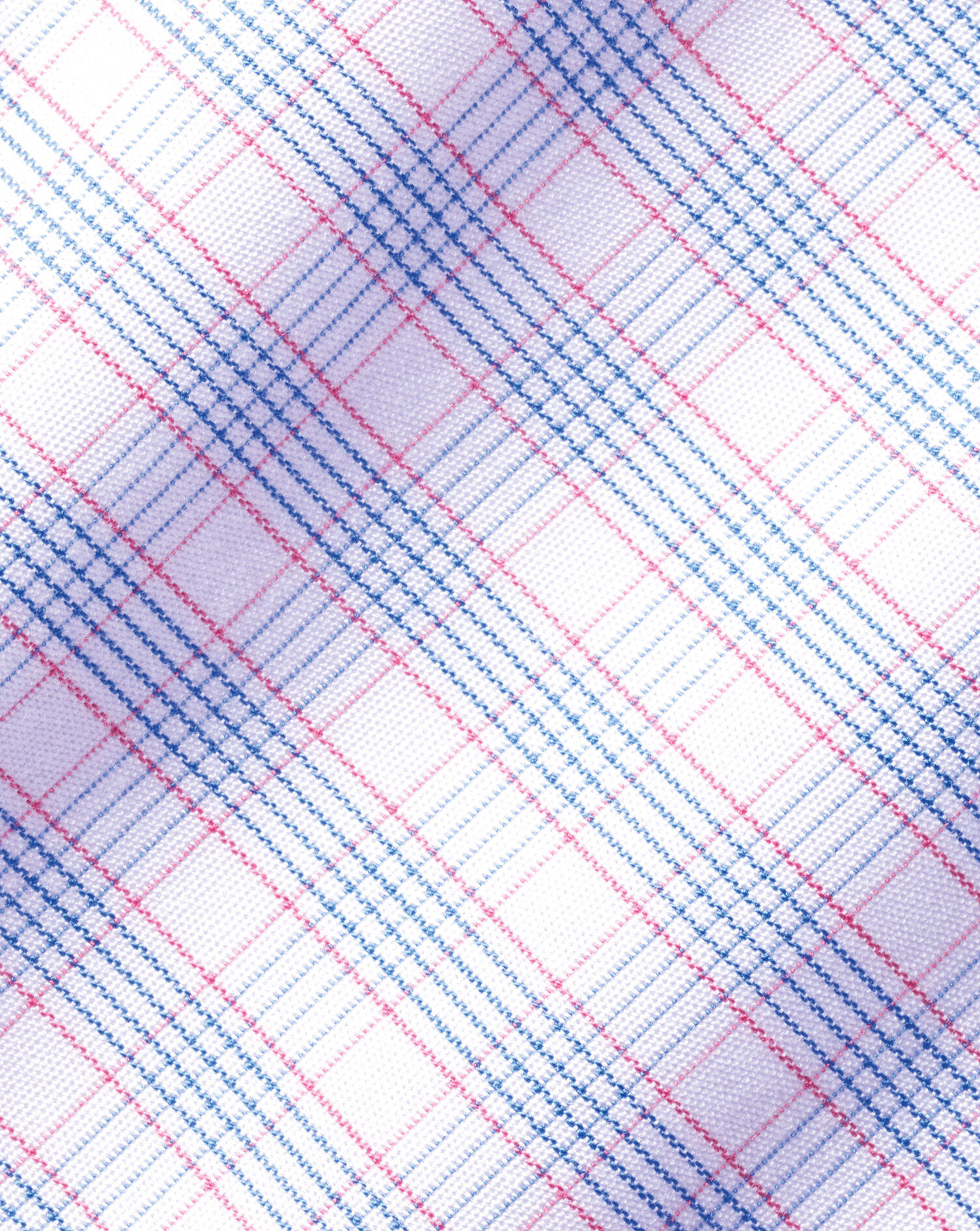 Spread Collar Non-Iron Poplin Multi Check Shirt - Cornflower Blue
