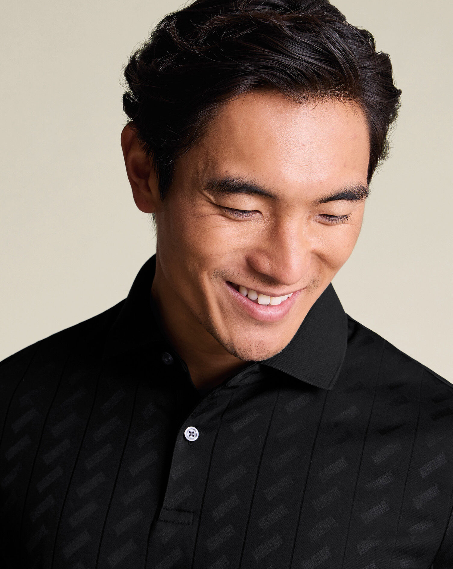 Textured Jacquard Polo - Black