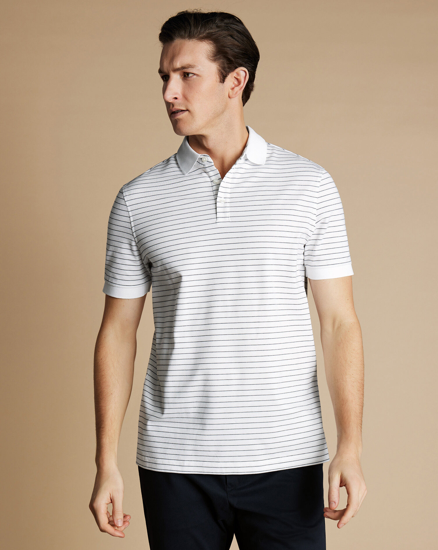 Pique Polo - White & Navy