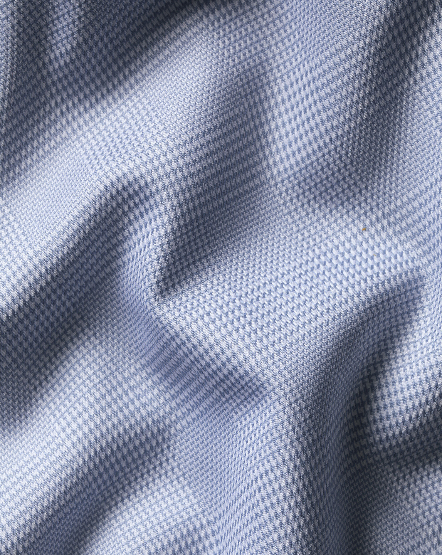 Non-Iron Burlington Weave Prince of Wales Check Shirt - Mid Blue