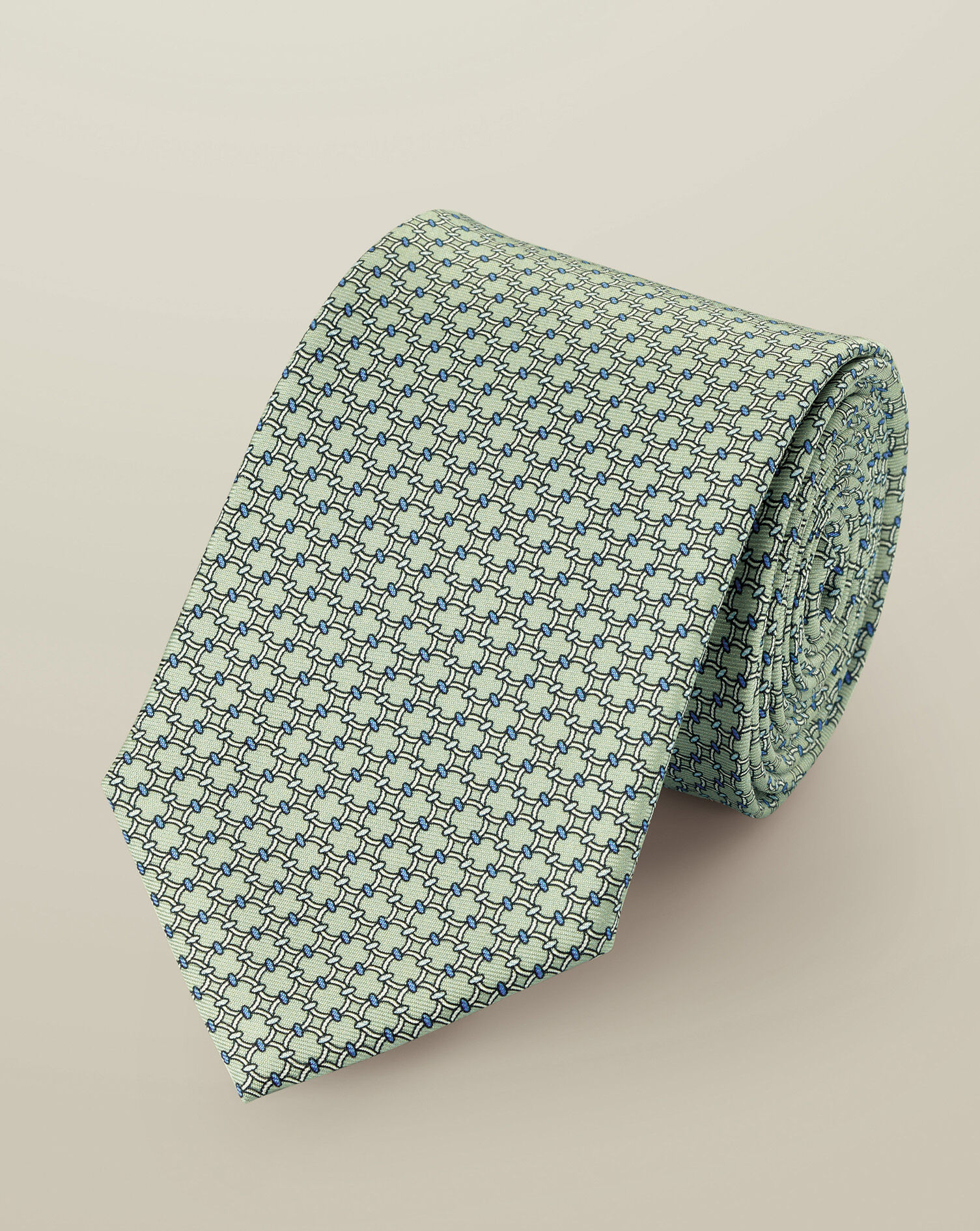 Silk Printed Tie - Aqua Green