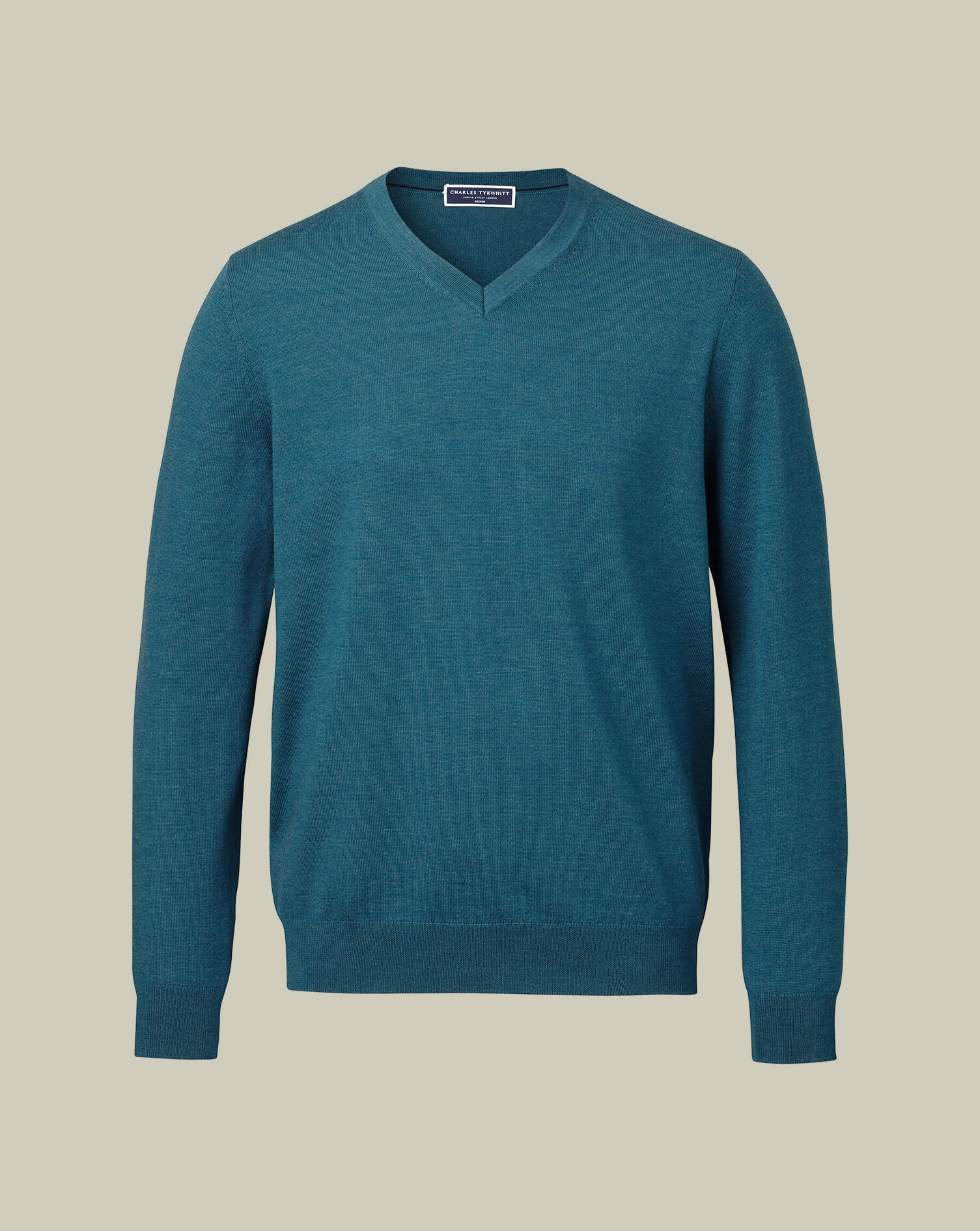 Pure Merino V-Neck Sweater - Teal