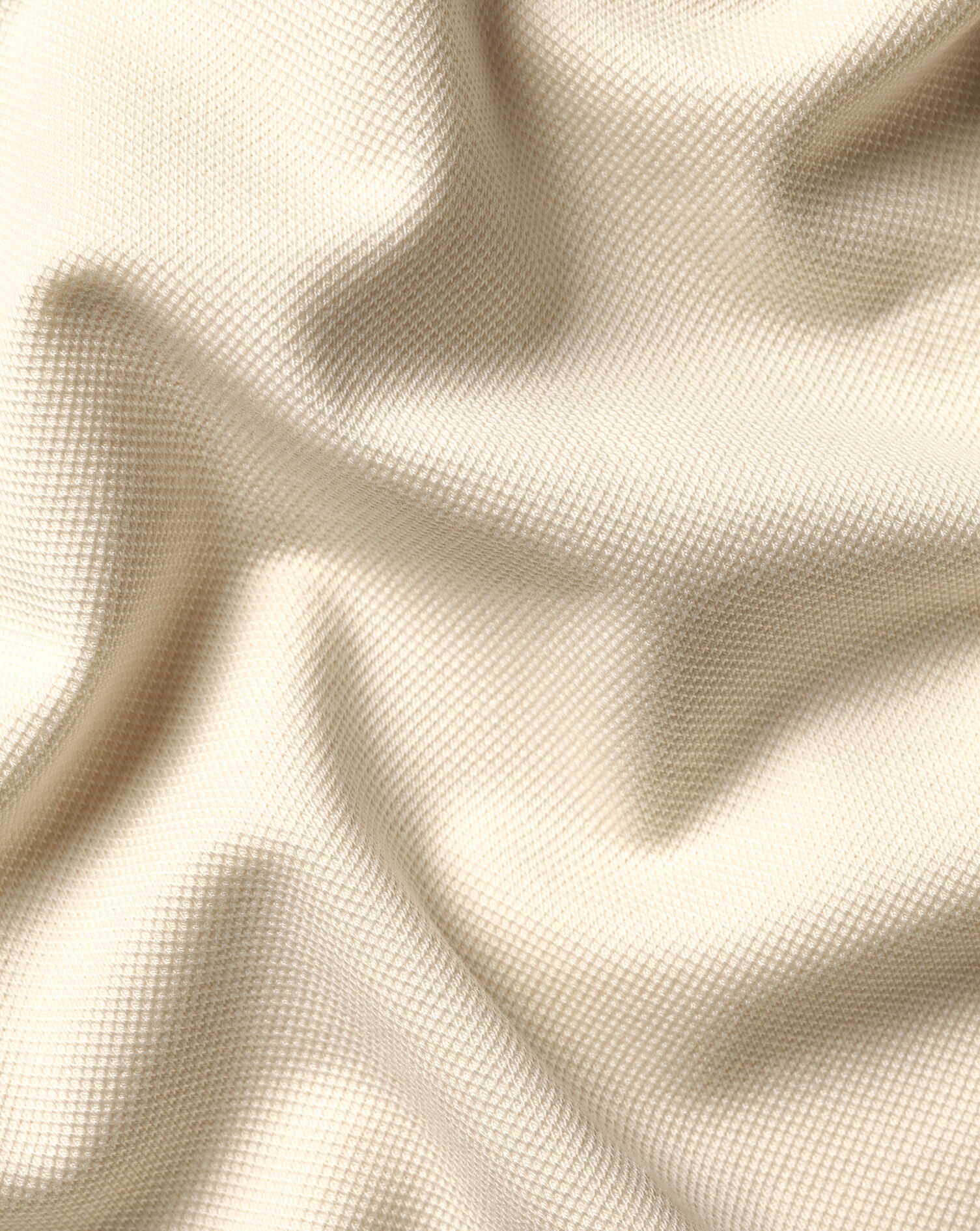 Long Sleeve Smart Pique Polo - Cream