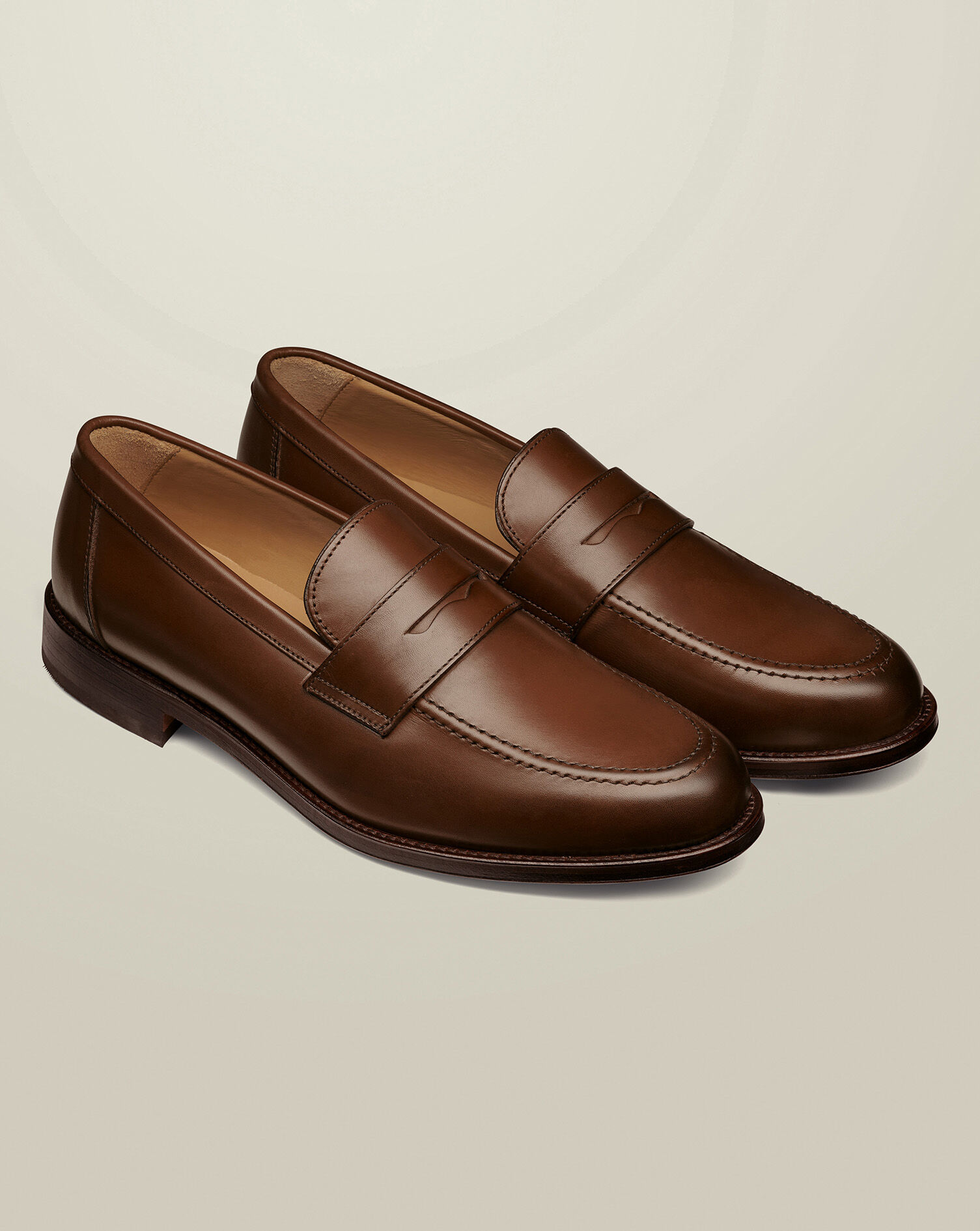 Leather Penny Loafers - Chestnut Brown