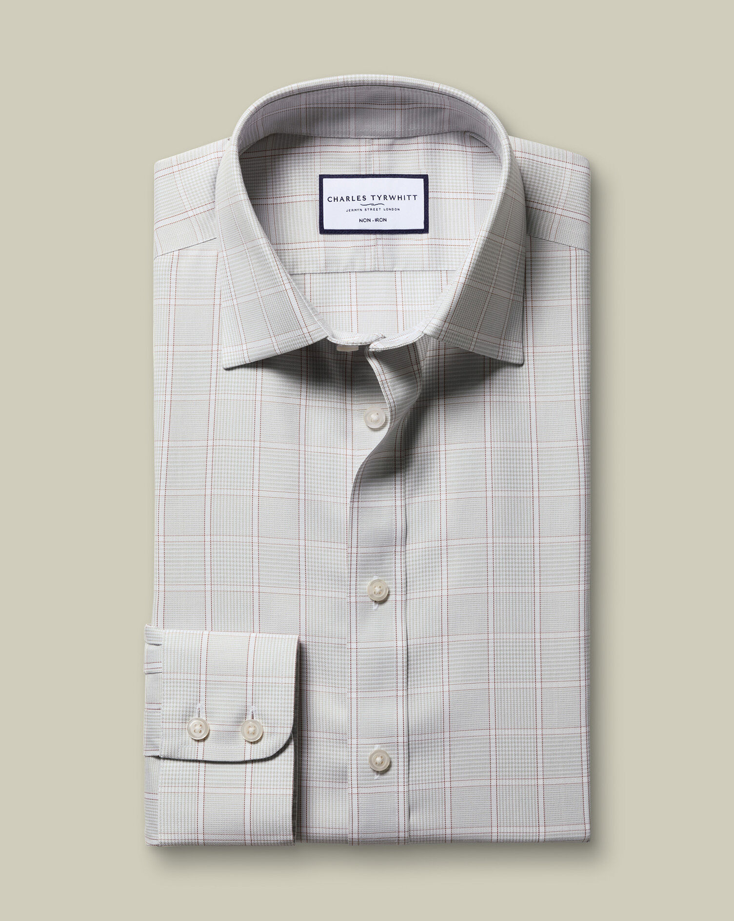 Non-Iron Twill Prince of Wales Check Shirt - Silver Gray