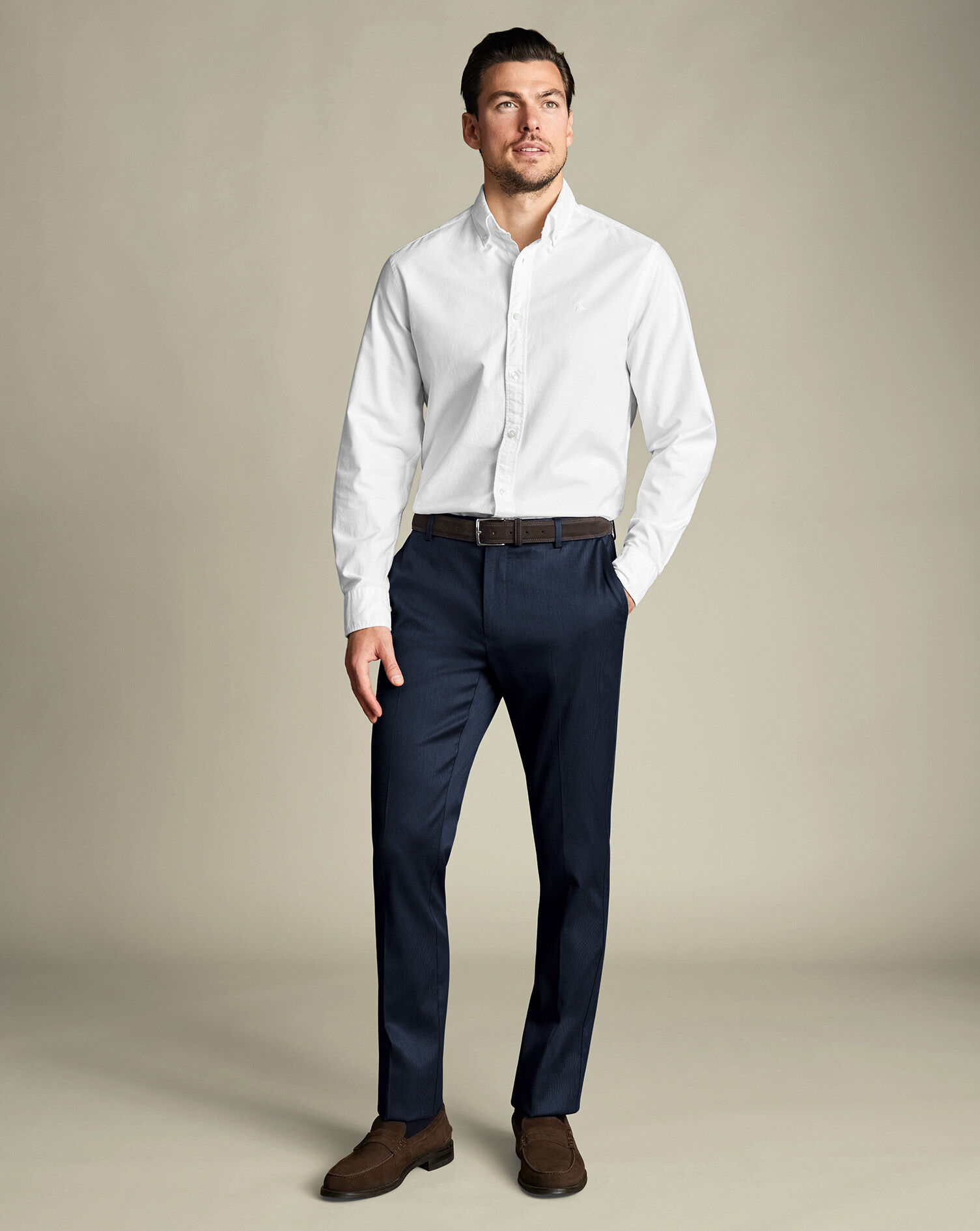 Smart Stretch Texture Pants - Denim Blue