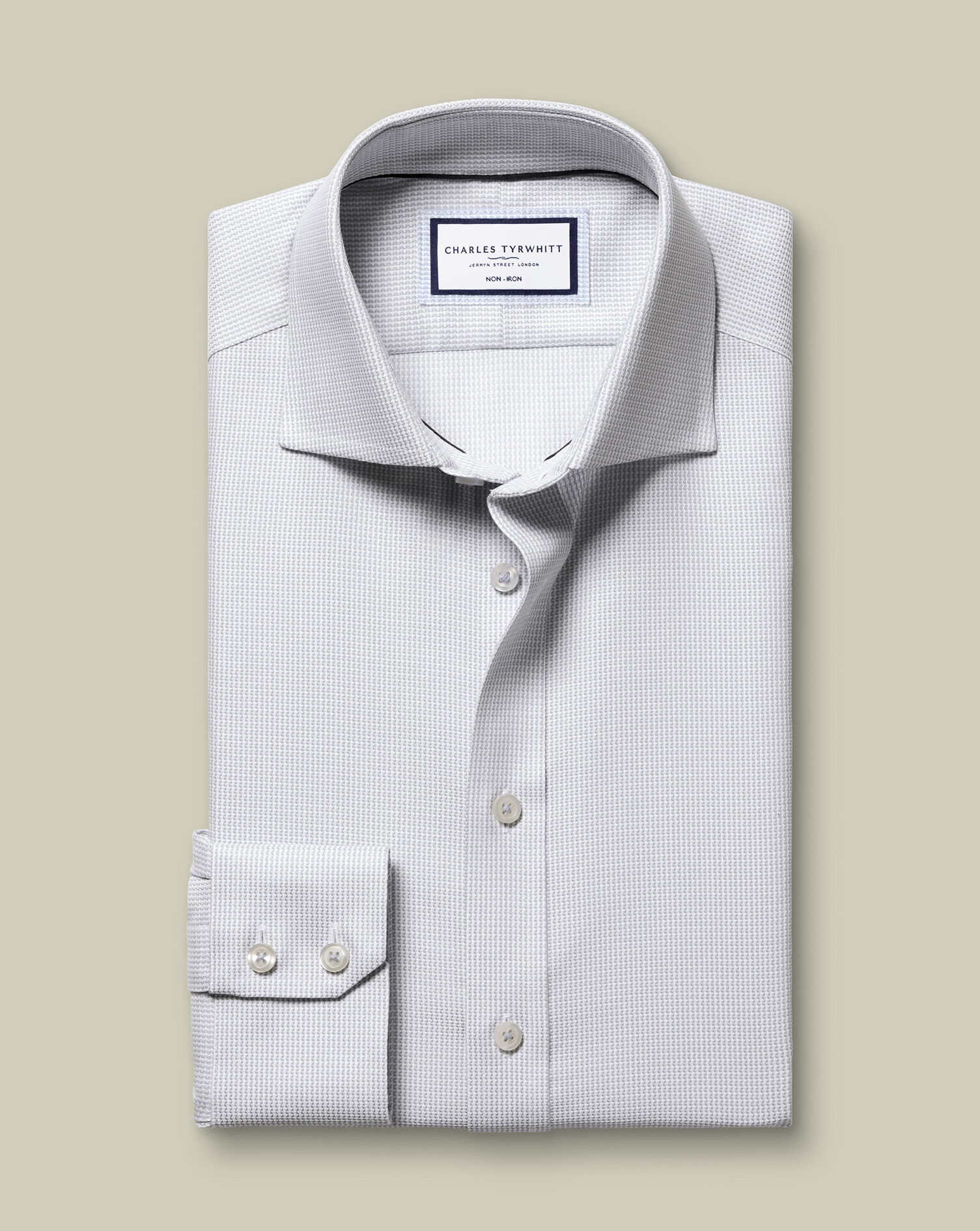 Non-Iron Stretch Burlington Weave Shirt - Silver Gray