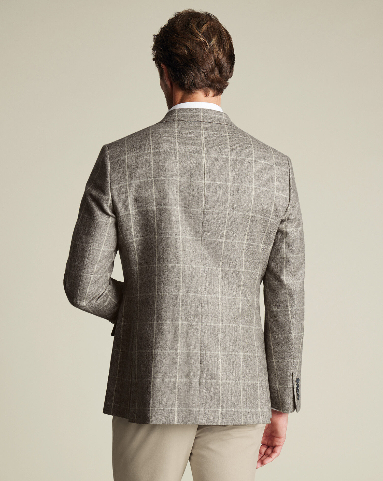 Wool Texture Twill Check Jacket - Limestone