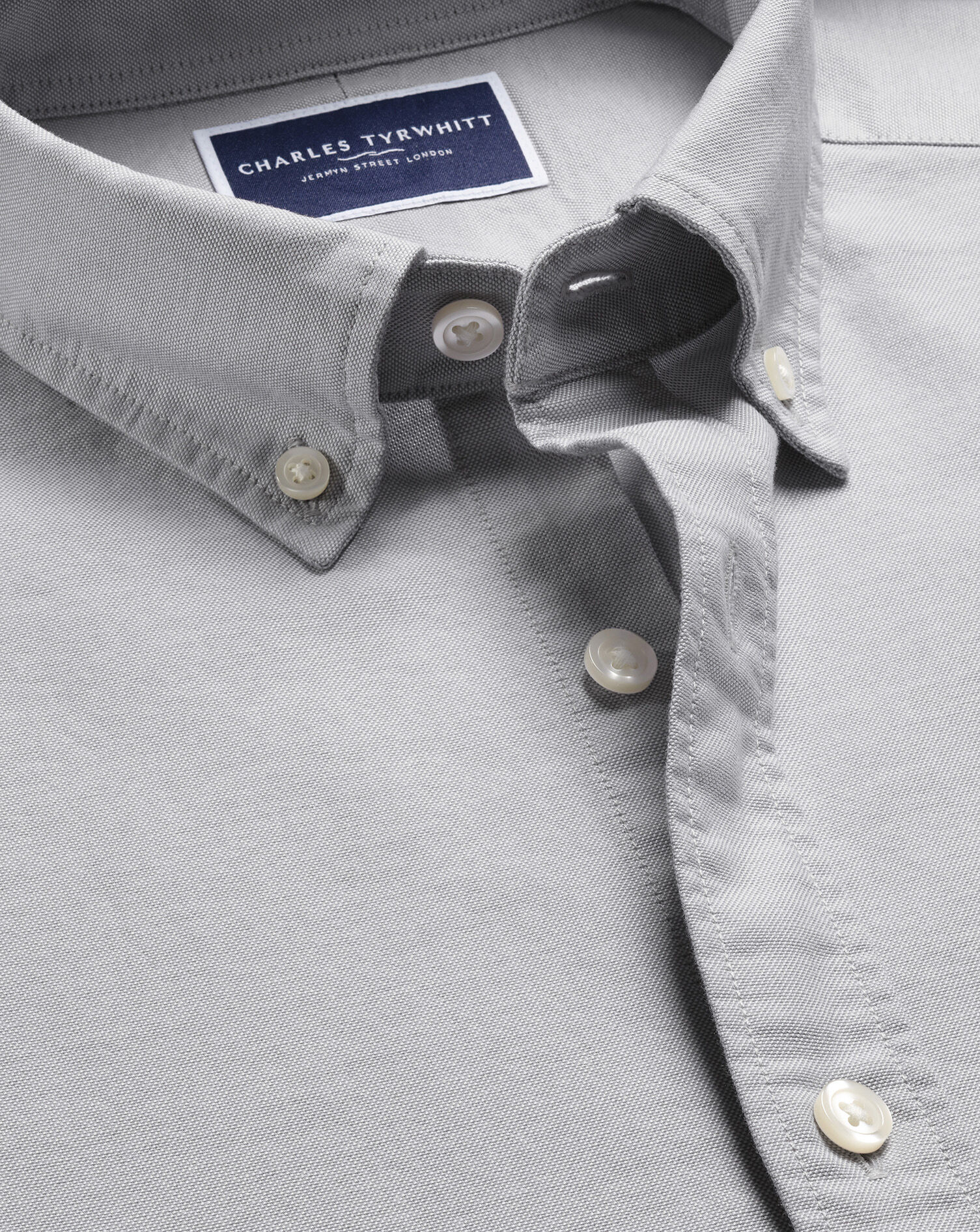 Stretch Washed Oxford Shirt - Silver