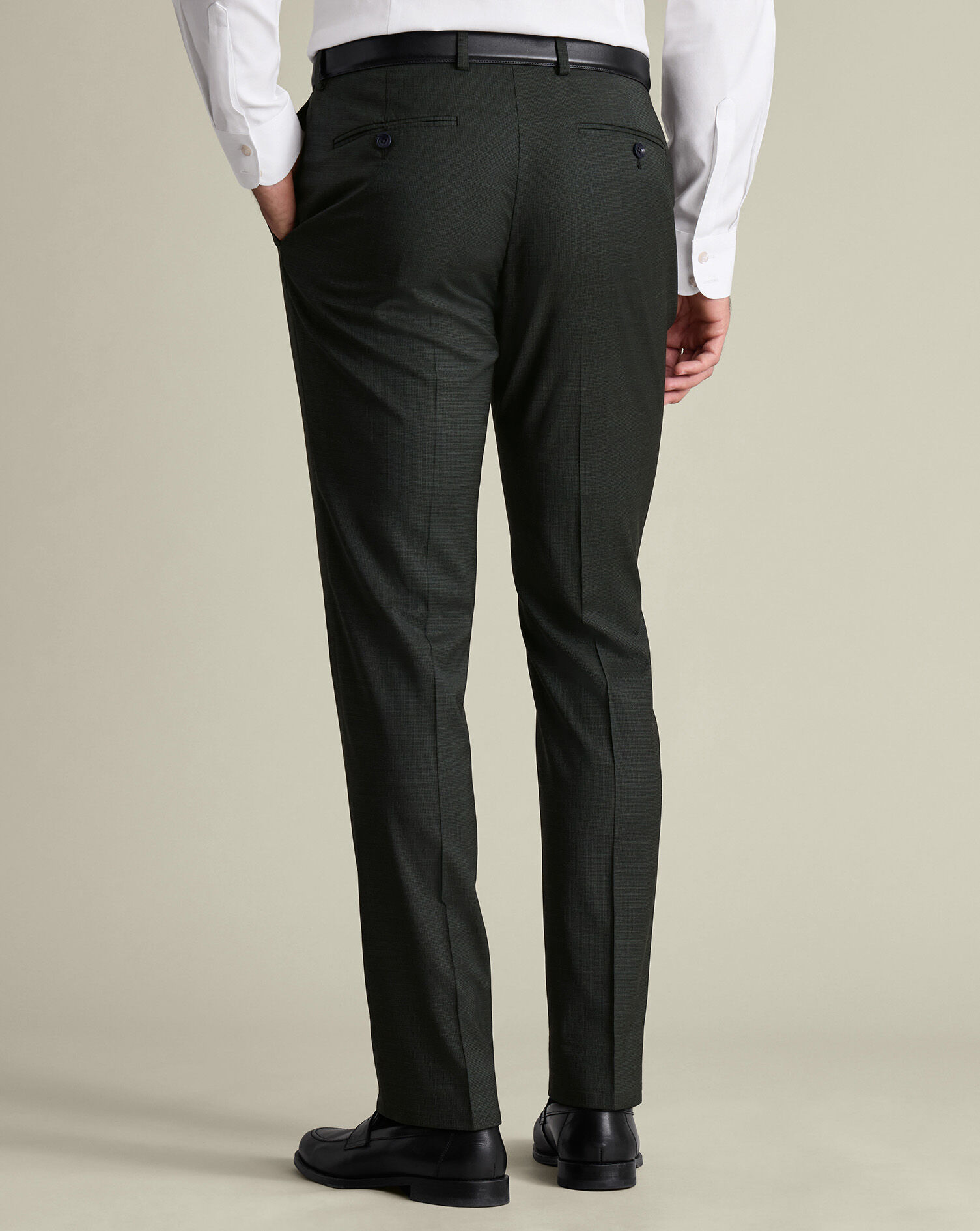 Italian Puppytooth Suit Pants - Forest Green