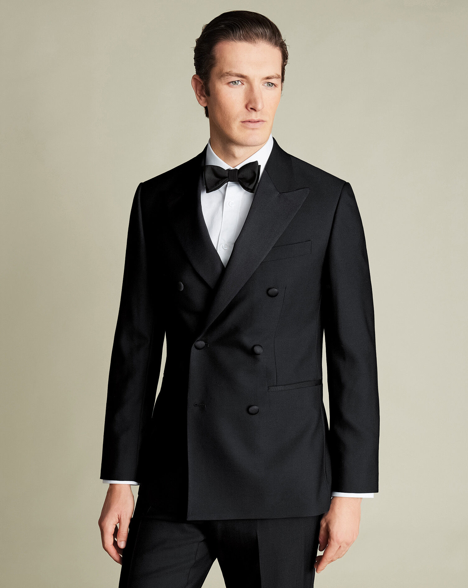 Double Breasted Tuxedo Jacket  - Black