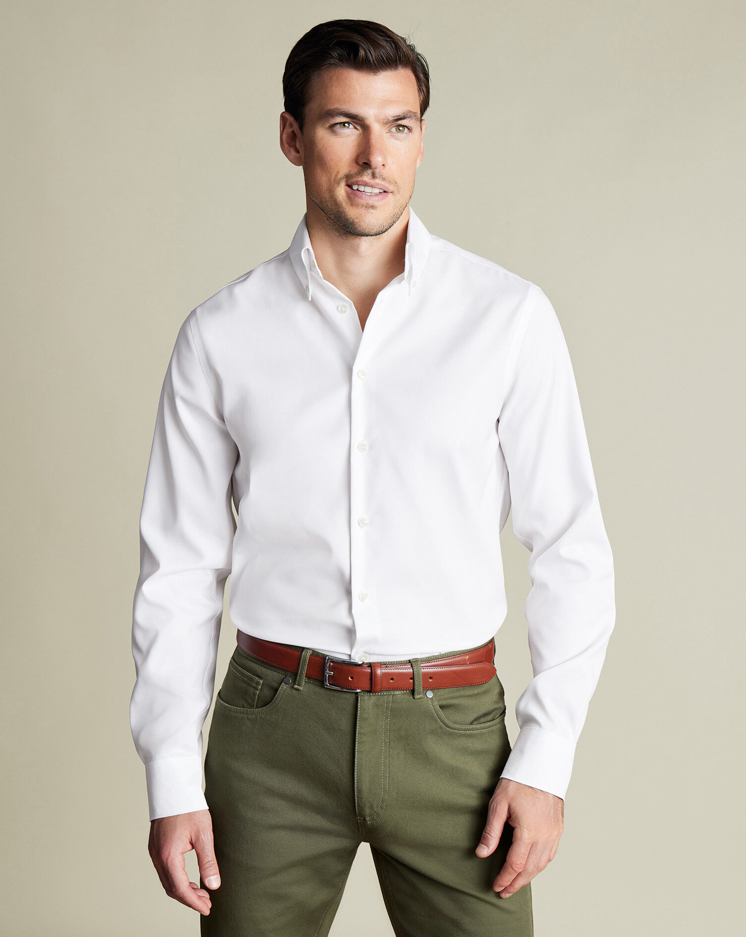 Button-Down Non-Iron Oxford Shirt - White