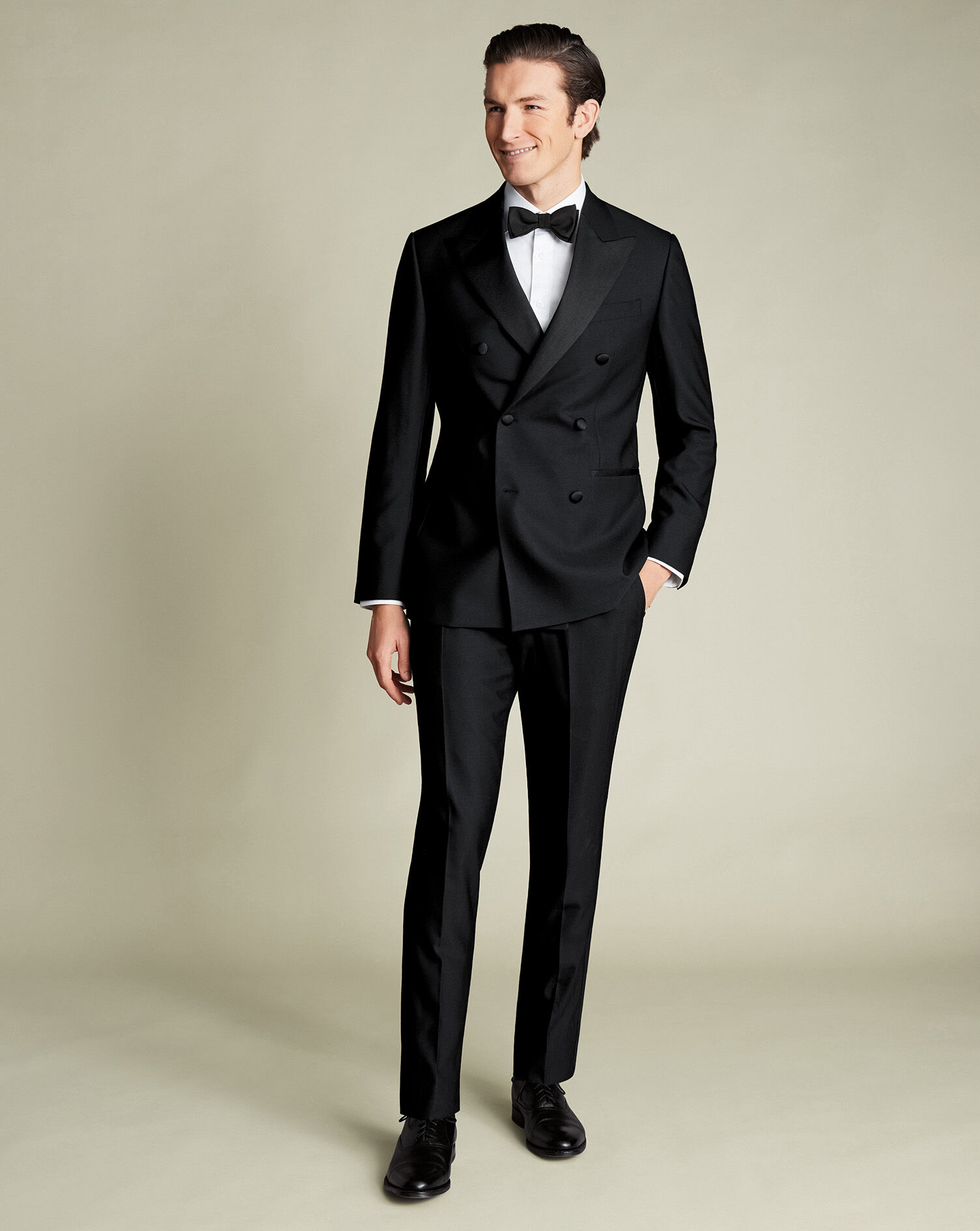 Double Breasted Tuxedo Jacket  - Black