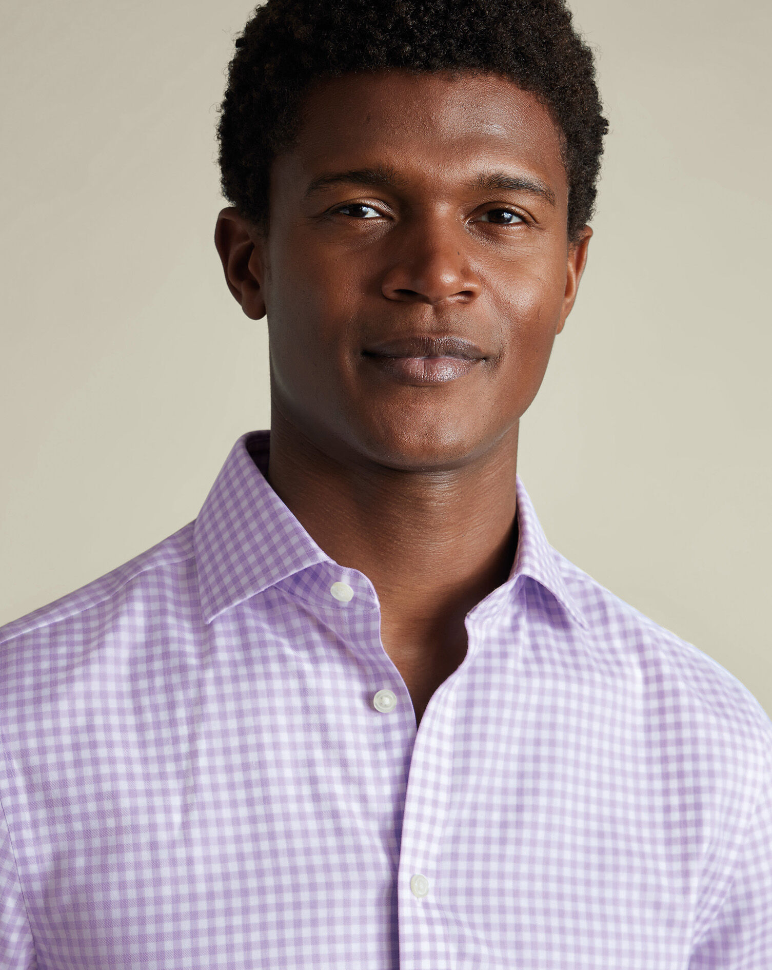 Non-Iron Twill Gingham Shirt - Lilac