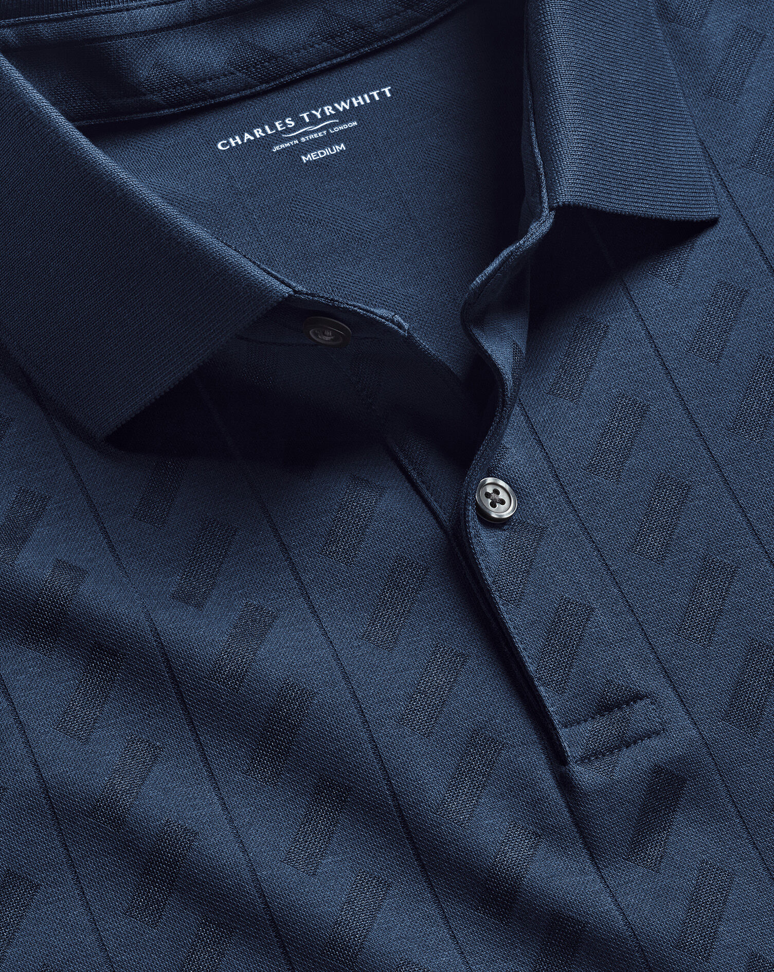 Textured Jacquard Polo - Navy