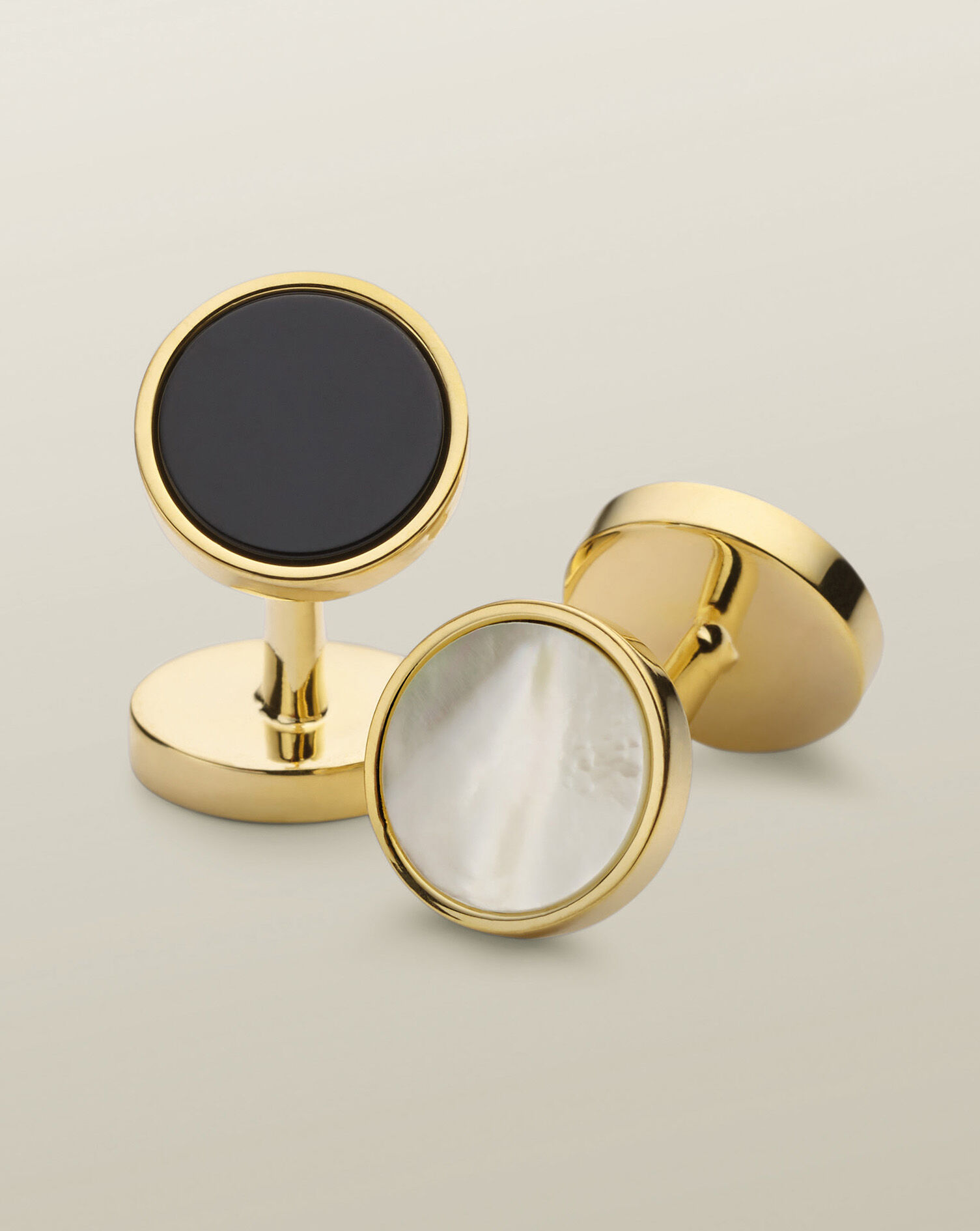 Mother of Pearl and Onyx Evening Cufflinks - Gold