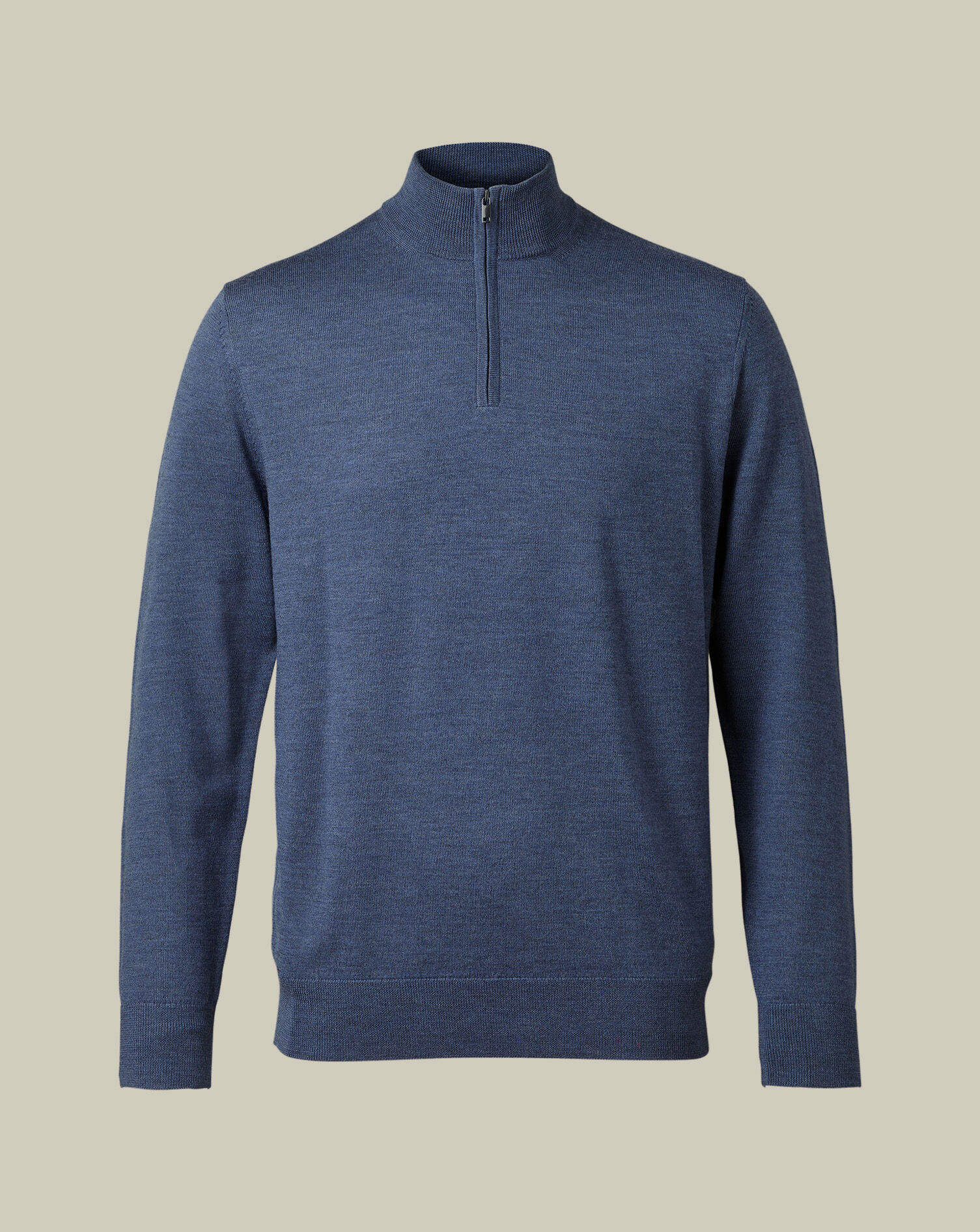 Merino Quarter Zip Sweater - Indigo Melange