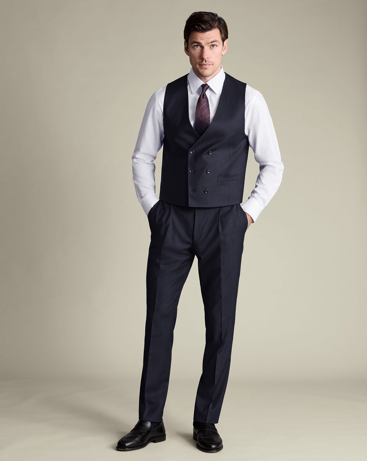 Flannel Italian Suit - Navy