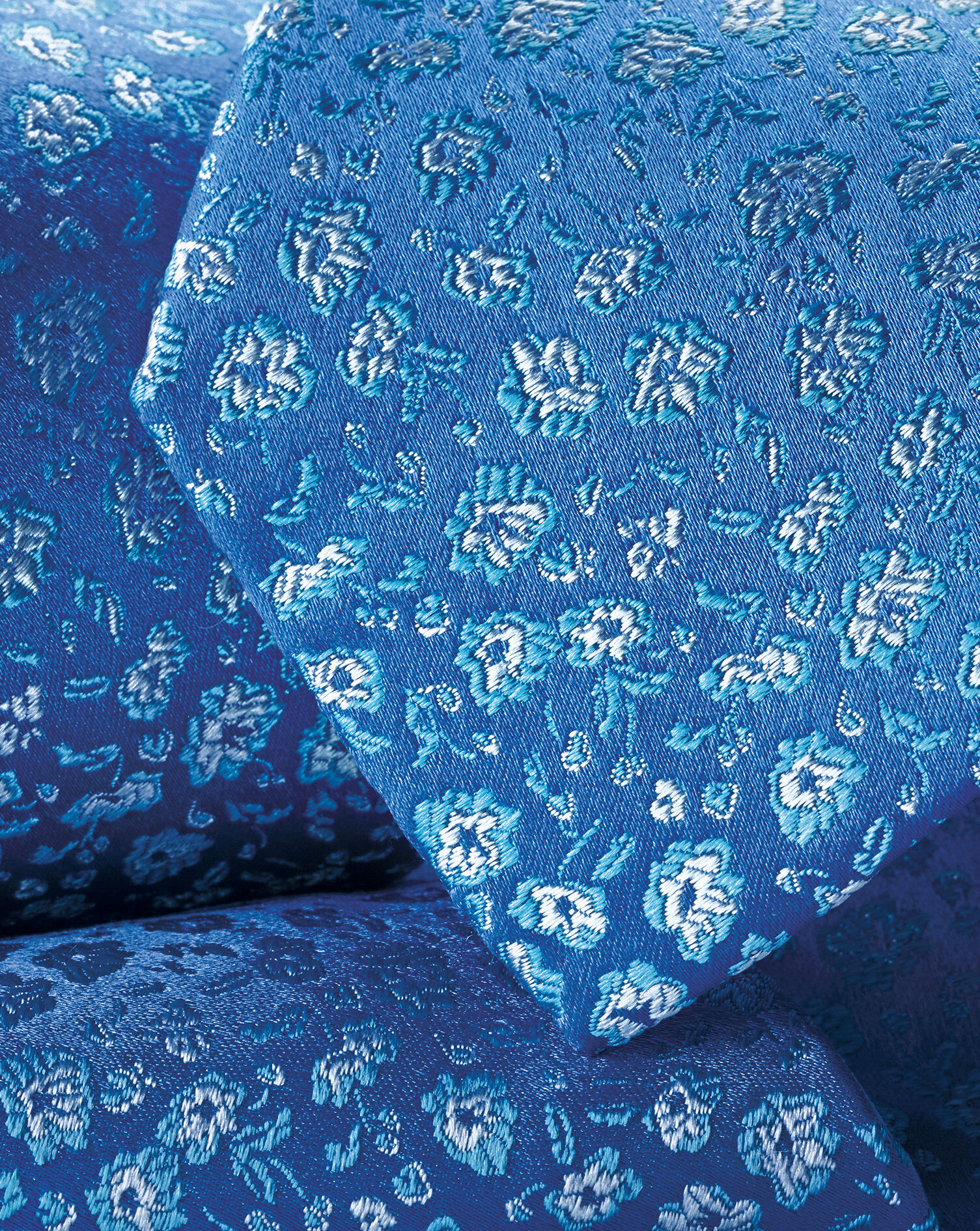 Floral Silk Tie - Cornflower Blue