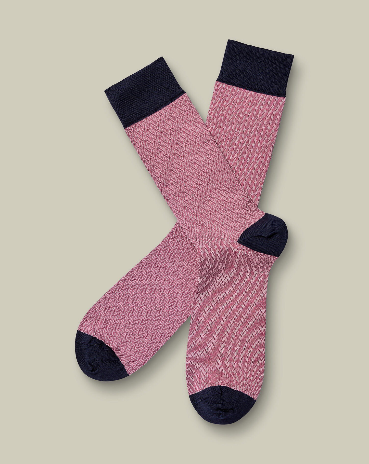 Herringbone Socks - Dark Pink