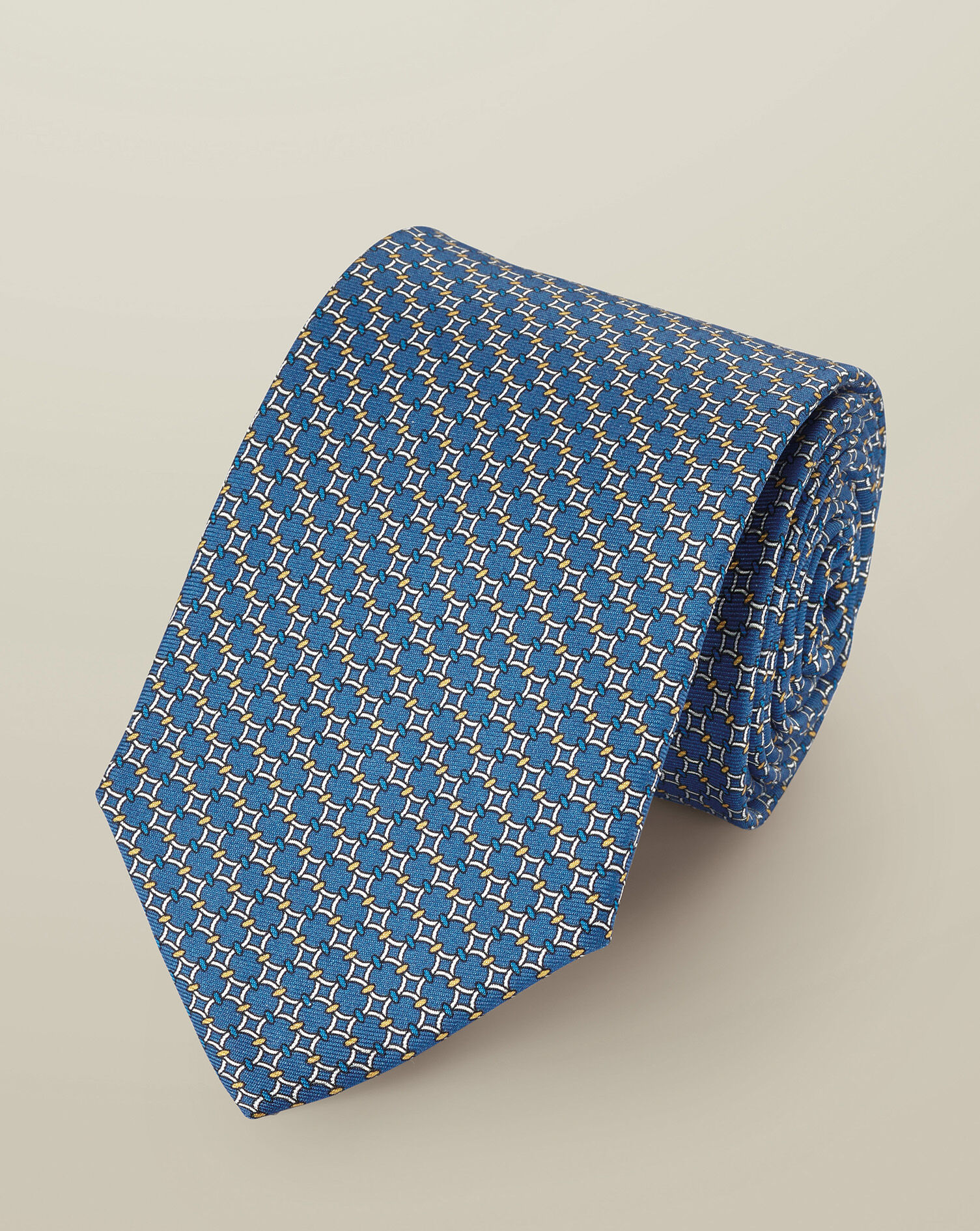 Silk Printed Tie - Mid Blue