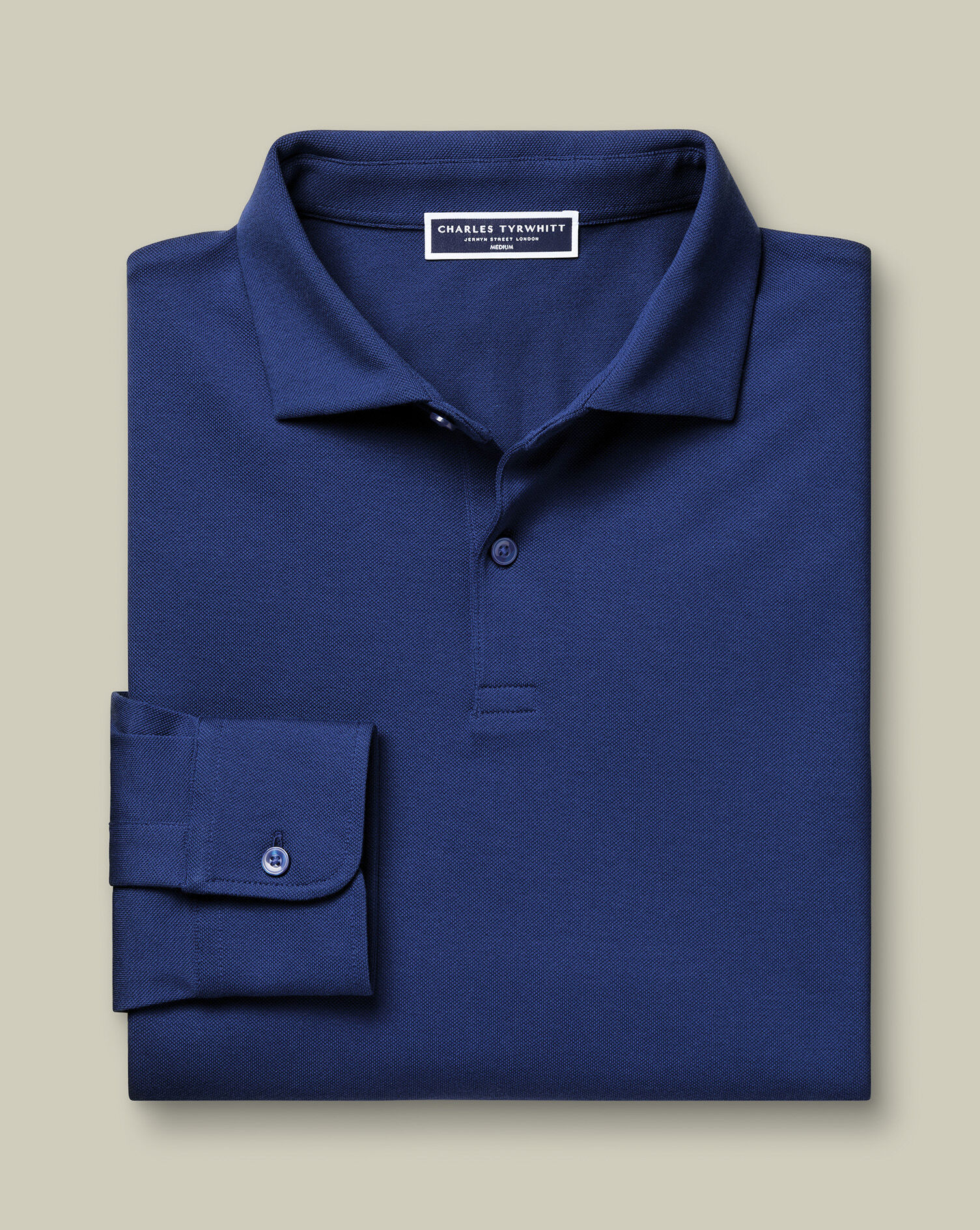 Long Sleeve Smart Pique Polo - Royal Blue