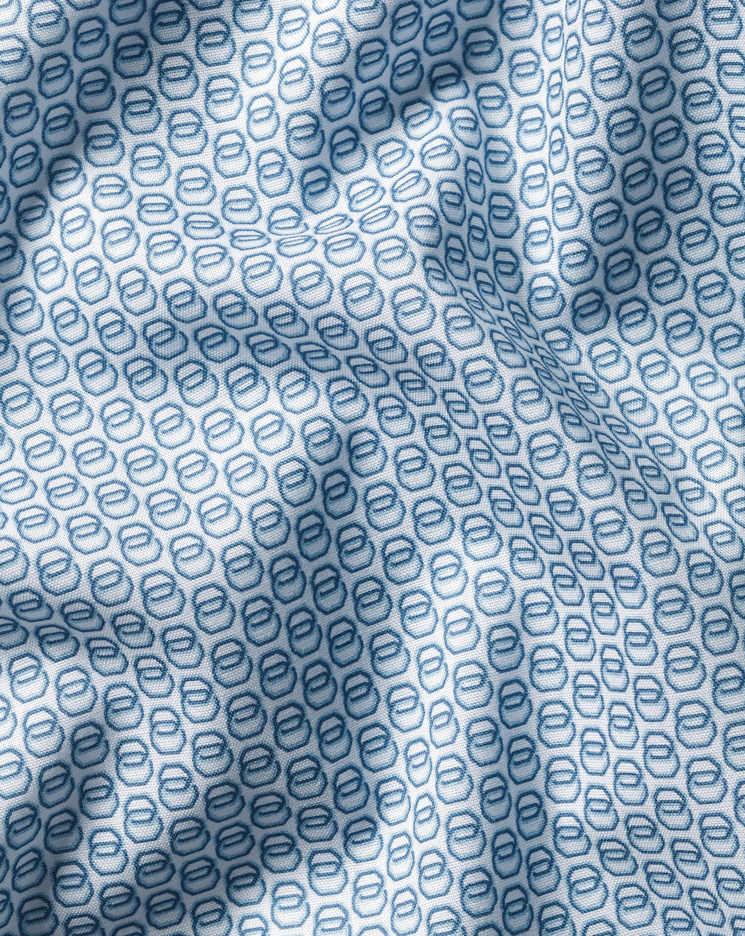 Semi-Spread Collar Non-Iron Stretch Print Shirt - Blue