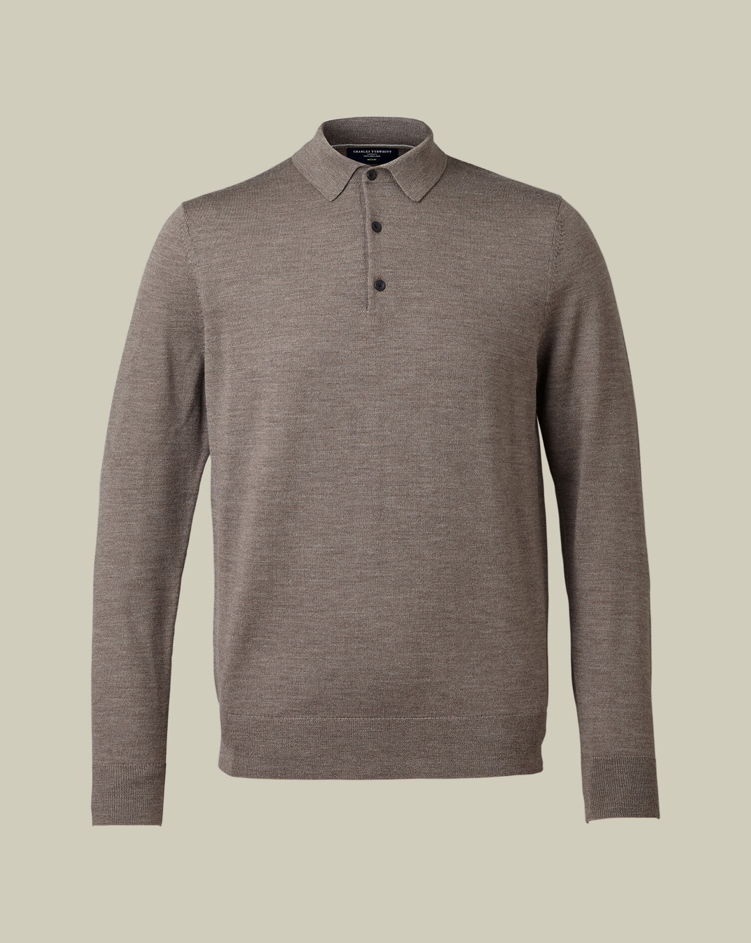 Pure Merino Knitted Polo - Mocha